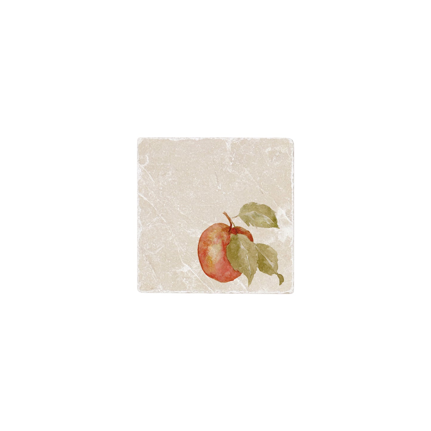 A square marble coaster featuring a watercolour fruit design that can be added to a mix and match set.
