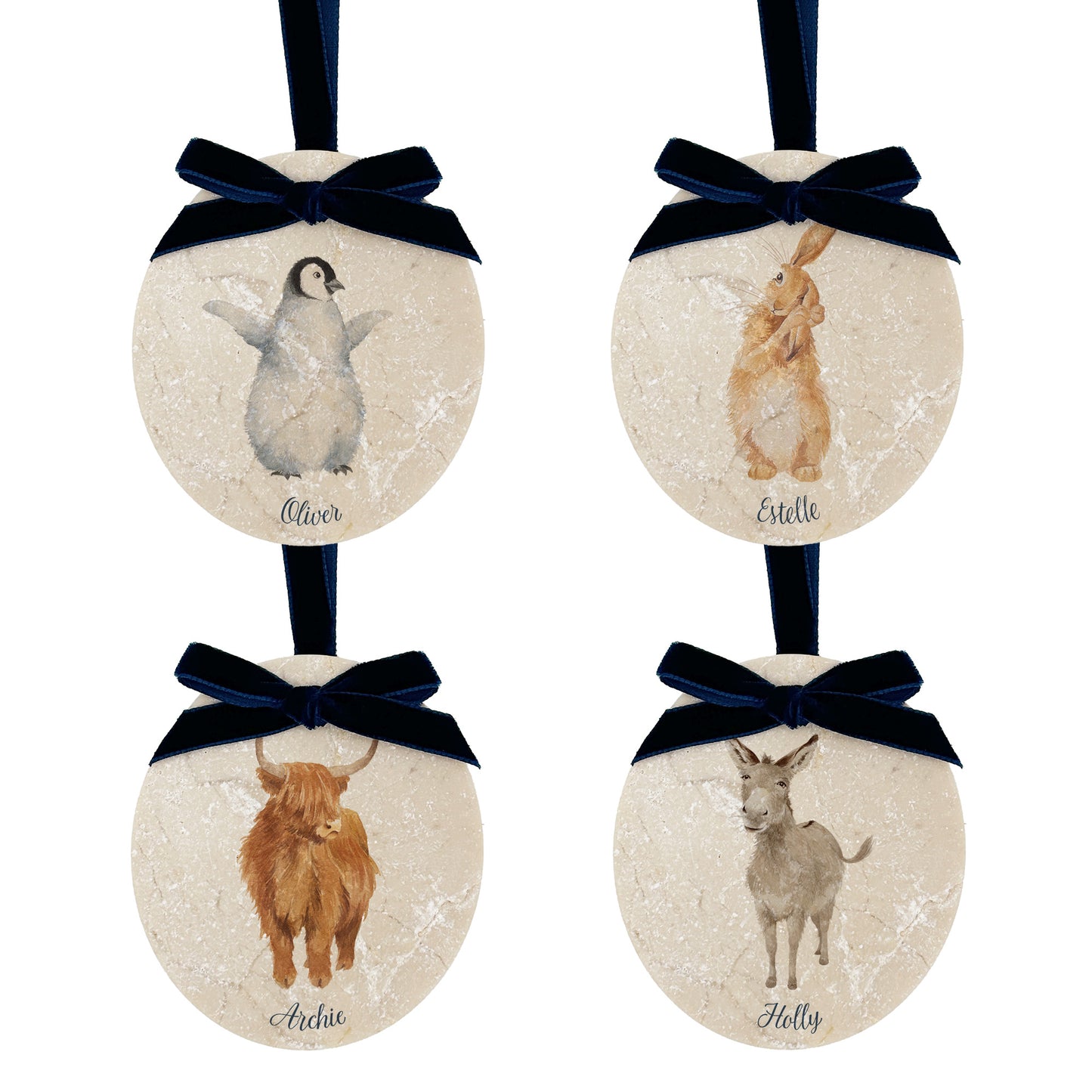 Marble Christmas Bauble Set of 4