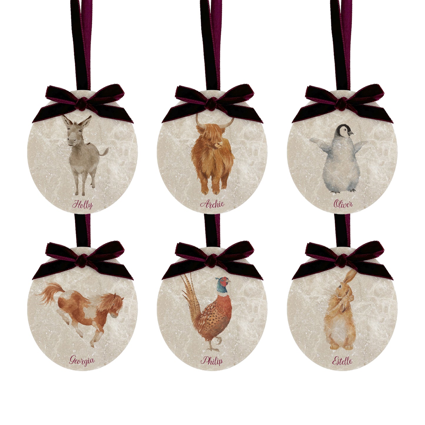 Marble Christmas Bauble Set of 6