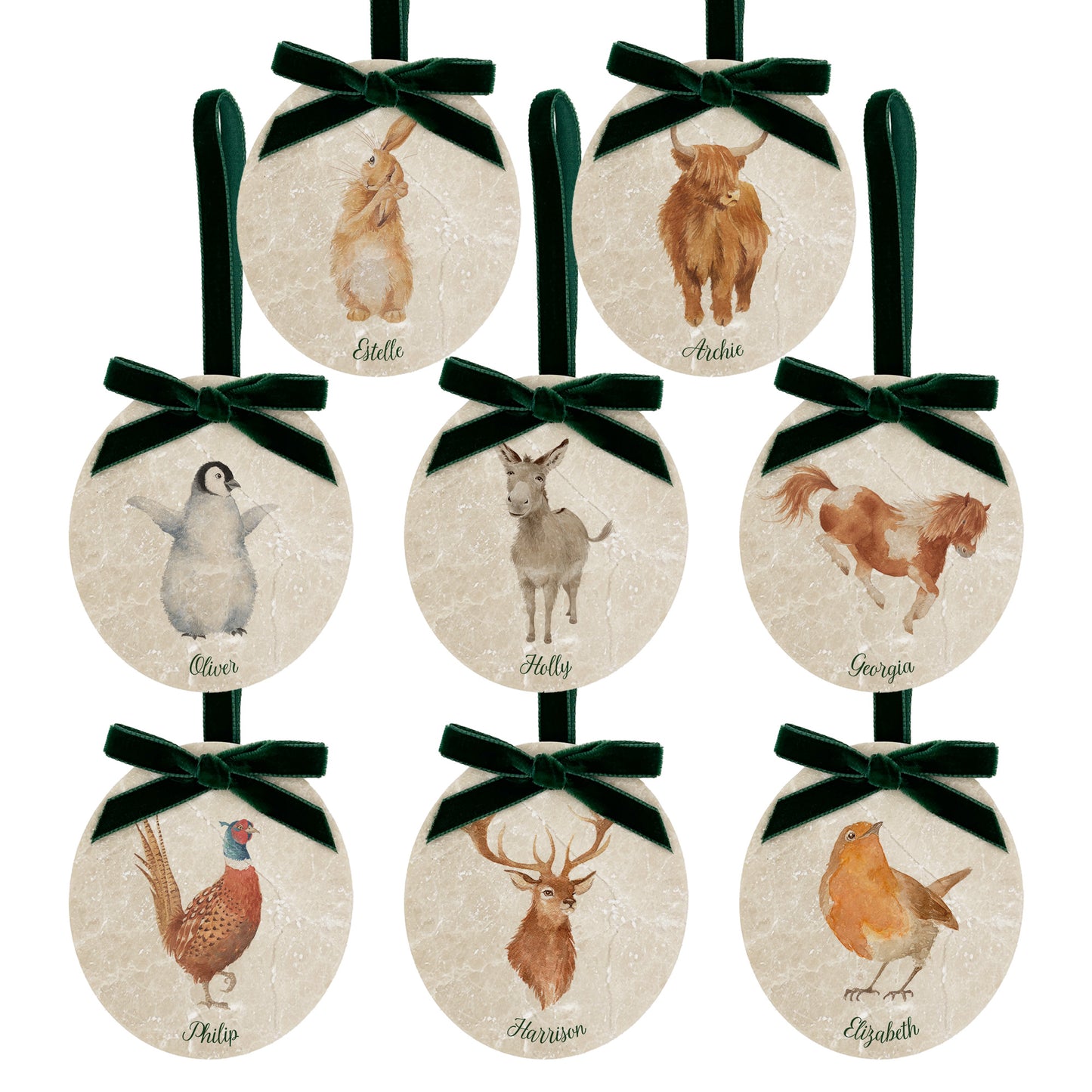 Marble Christmas Bauble Set of 8