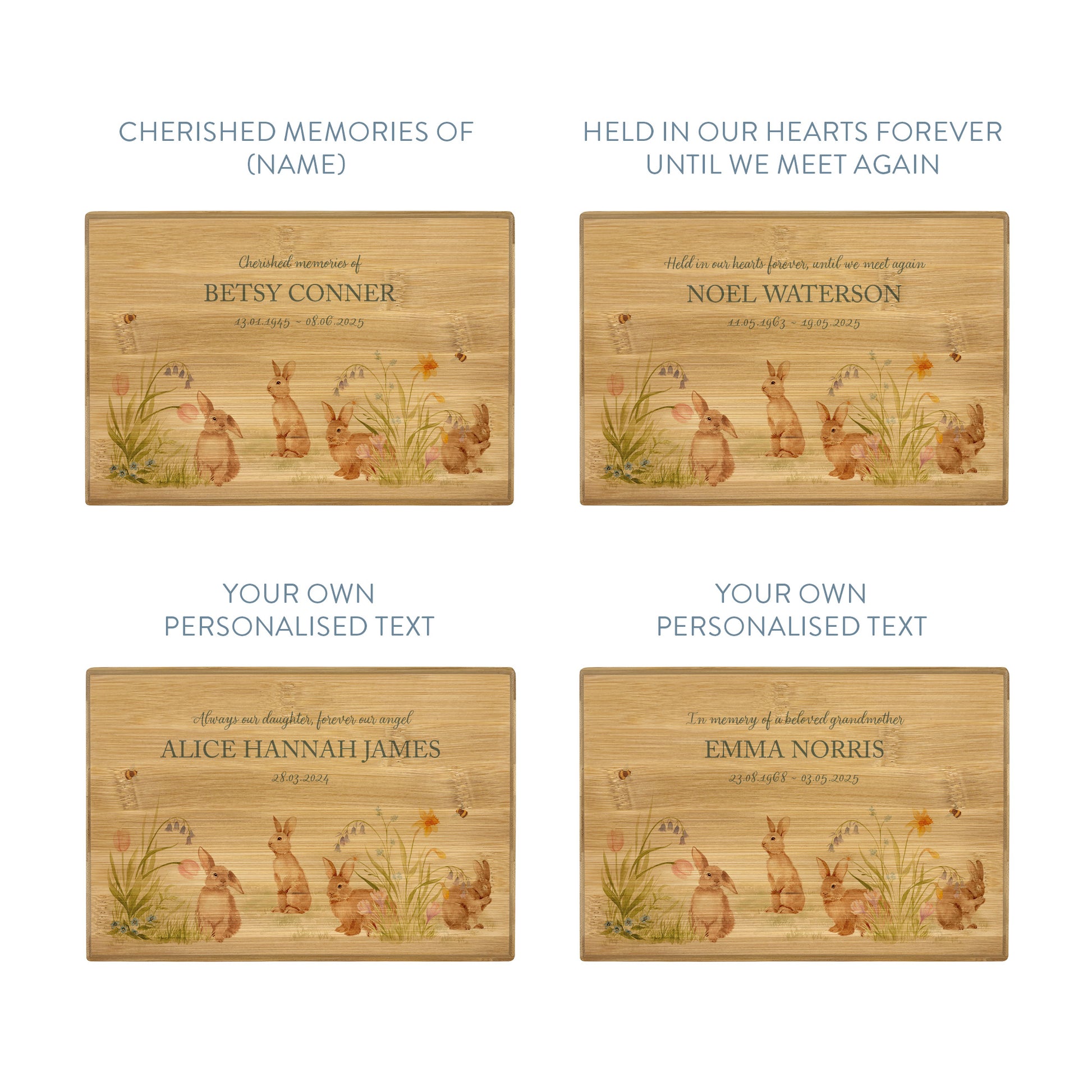 A beautifully crafted solid Bamboo wooden urn, finished with a soft watercolour design of bunnies in a spring flower meadow, Thoughtfully made for either display or burial, this personalised urn can be customised to create a meaningful memorial. Perfect for holding ashes of a loved one or a beloved pet, it serves as a comforting tribute and keepsake.