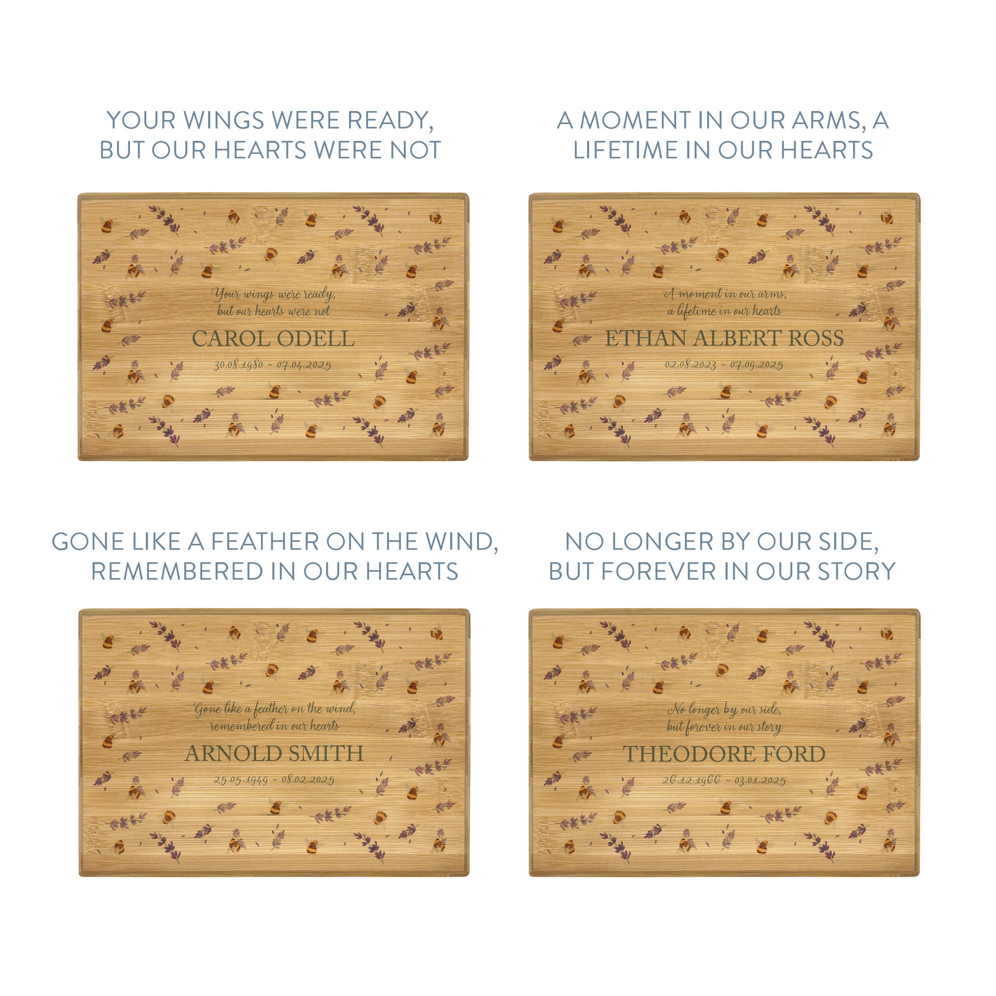 A beautifully crafted solid Bamboo wooden urn, personalised and finished with a soft watercolour design of Buzzy Bees and lavender, Thoughtfully made for either display or burial, this personalised urn can be customised to create a meaningful memorial. Perfect for holding ashes of a loved one or a beloved pet, it serves as a comforting tribute and keepsake.