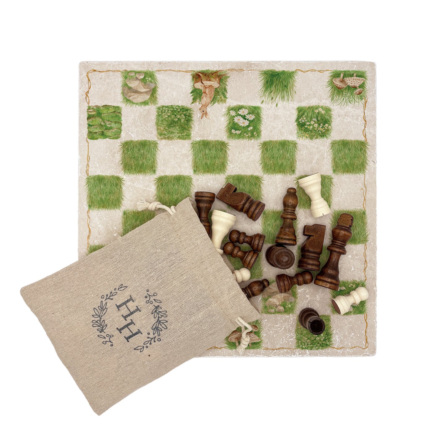 Luxury chess board handcrafted from natural marble stone, showcasing intricate detailing and timeless craftsmanship. Elegant handmade marble chess board that doubles as a decorative statement piece. Echo friendly packaging.