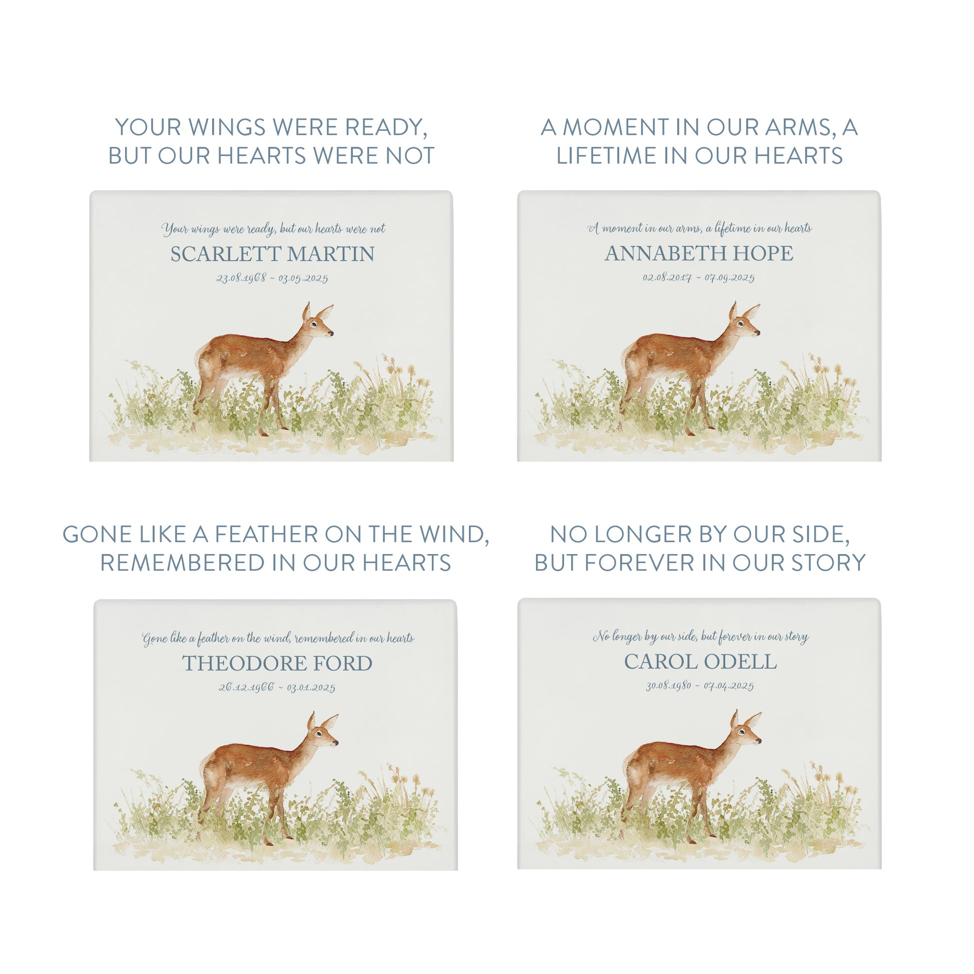 Luxury solid wooden white painted with a Doe in a meadow a beautiful watercolour illustration our urns and Caskets for displaying or burying ashes. Customisable and can be personalised. Perfect funeral memory keepsake urn, for storing ashes for humans and pets