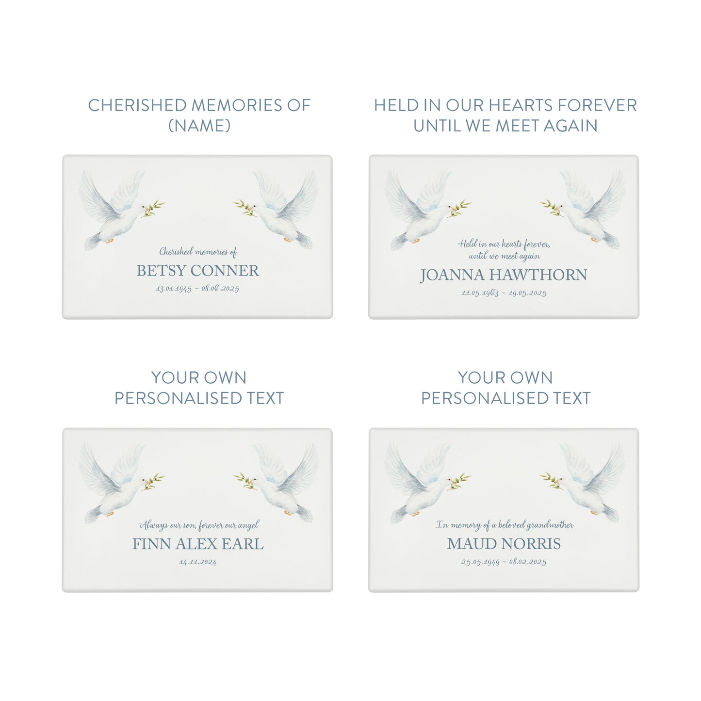 Memorial Dove Rectangular White Wooden Urn