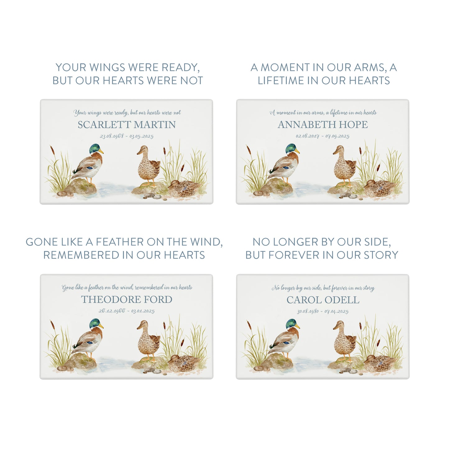 Luxury solid wooden white painted Urn , Featuring Ducks on a bank. A watercolour illustration, our urns and Caskets for displaying or burying ashes. Customisable and can be personalised. Perfect funeral memory keepsake urn, for storing ashes for humans and pets.