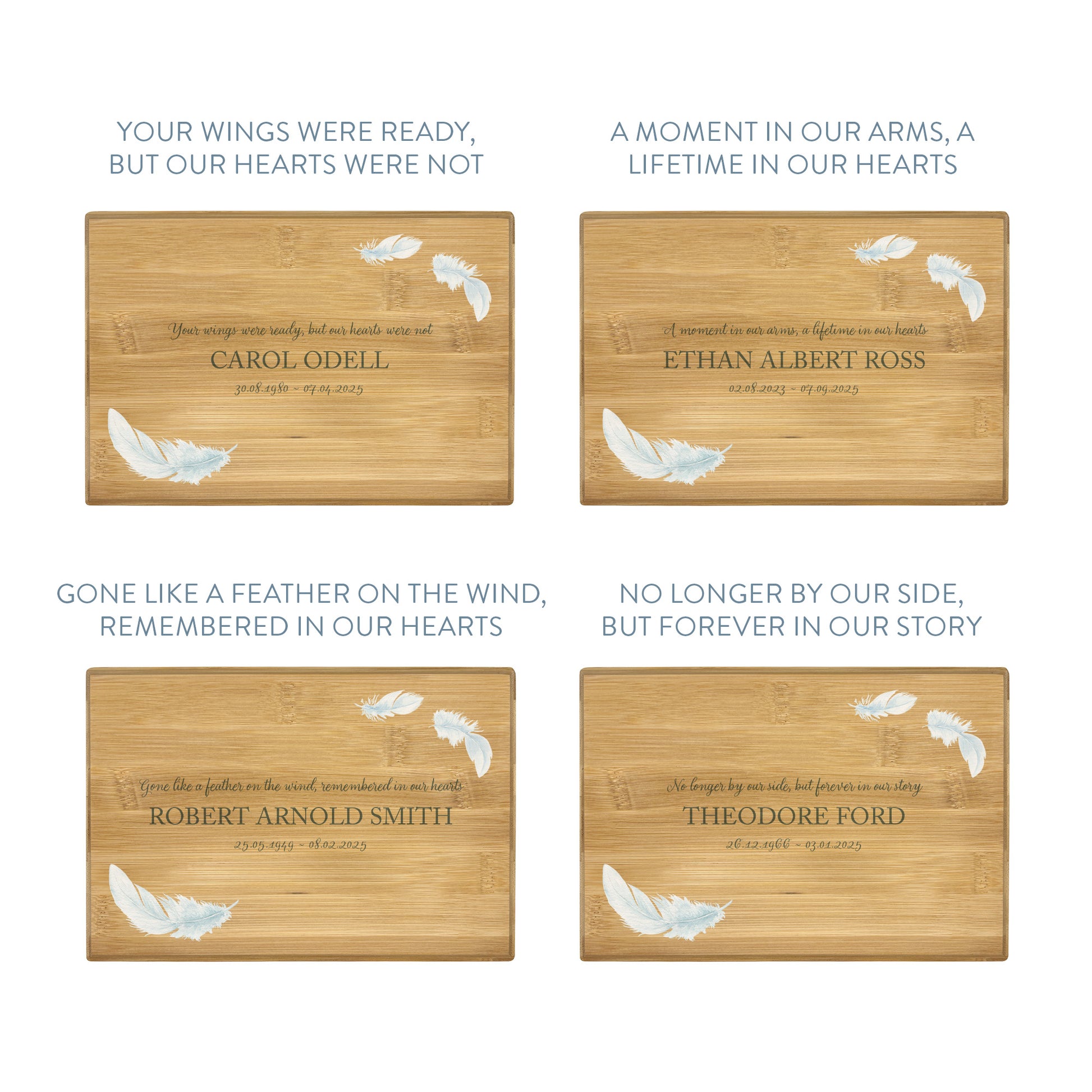 A beautifully crafted solid Bamboo wooden urn, personalised and finished with a soft watercolour Feather design, Thoughtfully made for either display or burial, this personalised urn can be customised to create a meaningful memorial. Perfect for holding ashes of a loved one or a beloved pet, it serves as a comforting tribute and keepsake.