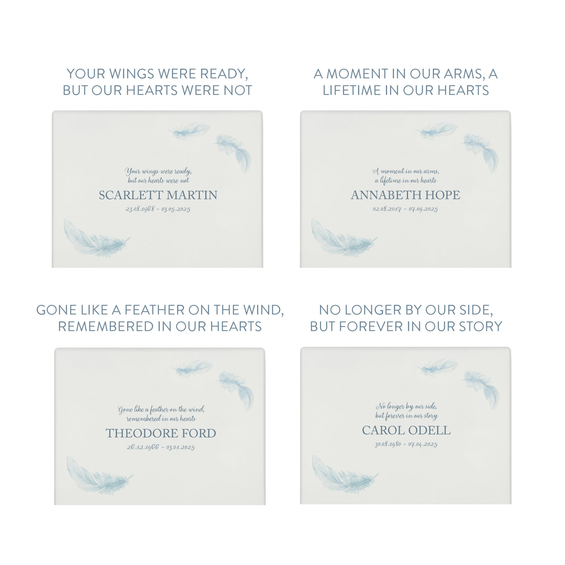 A beautifully crafted solid wooden urn, finished in white with a soft watercolour design of floating Feathers, Thoughtfully made for either display or burial, this personalised urn can be customised to create a meaningful memorial. Perfect for holding ashes of a loved one or a beloved pet, it serves as a comforting tribute and keepsake.