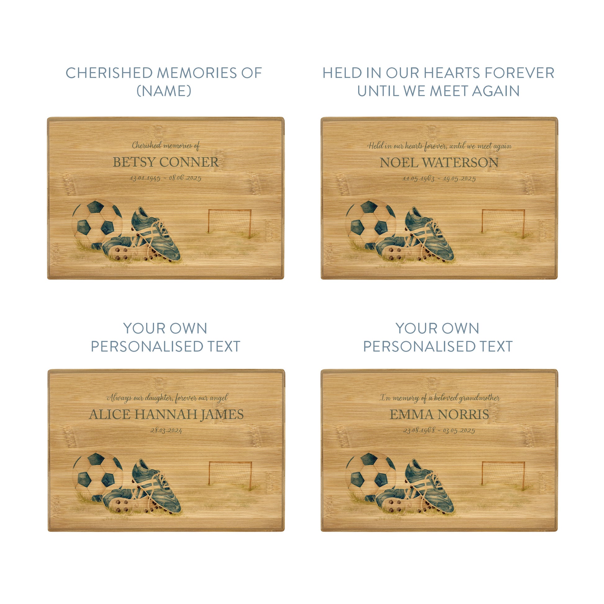 A beautifully crafted solid Bamboo wooden urn, personalised and finished with a soft watercolour design of Football boots, goal and ball. Perfect for the football lover- Great for Dad, Grandad, Brother, Son, Uncle.  Thoughtfully made for either display or burial, this personalised urn can be customised to create a meaningful memorial. Perfect for holding ashes of a loved one or a beloved pet, it serves as a comforting tribute and keepsake.