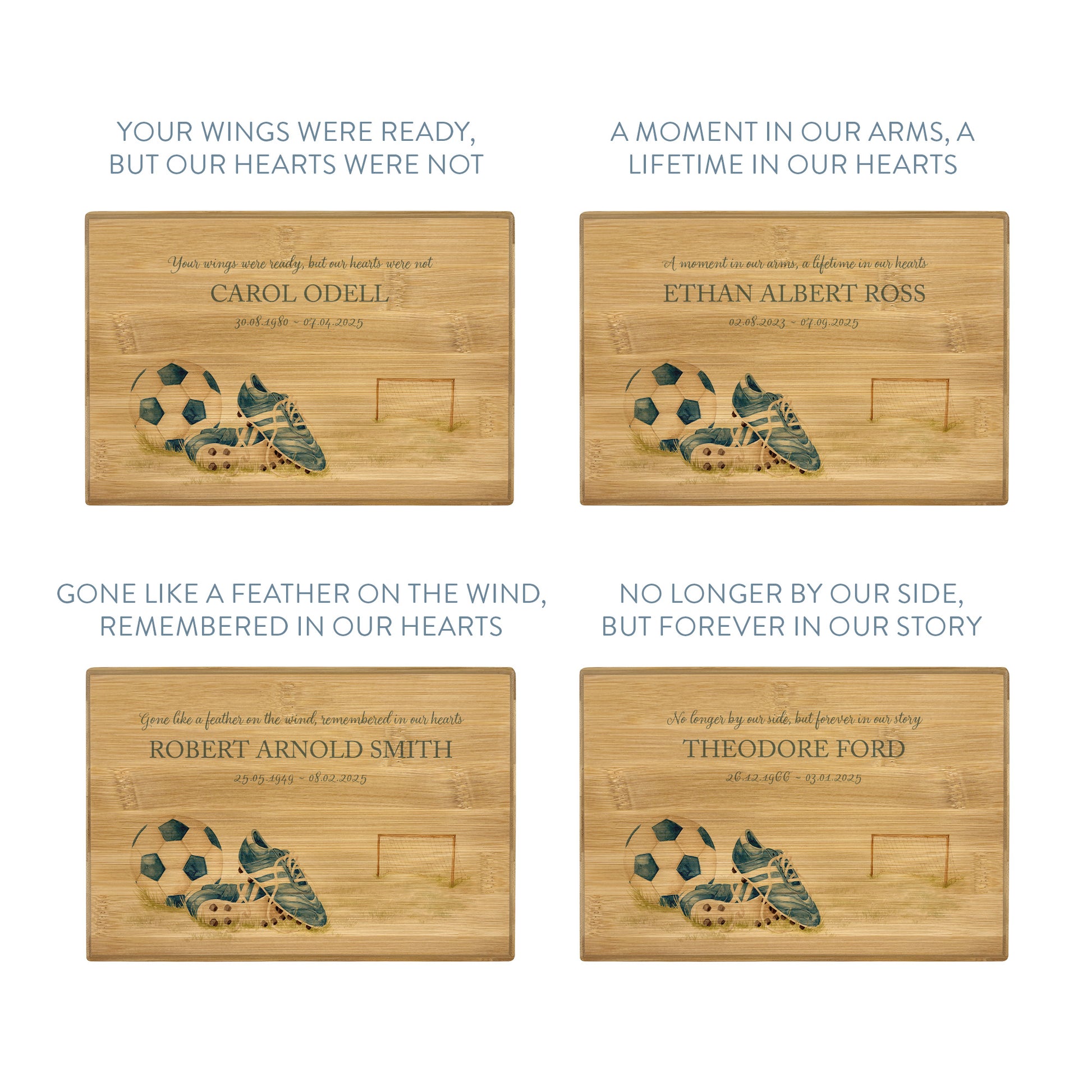 A beautifully crafted solid Bamboo wooden urn, personalised and finished with a soft watercolour design of Football boots, goal and ball. Perfect for the football lover- Great for Dad, Grandad, Brother, Son, Uncle.  Thoughtfully made for either display or burial, this personalised urn can be customised to create a meaningful memorial. Perfect for holding ashes of a loved one or a beloved pet, it serves as a comforting tribute and keepsake.