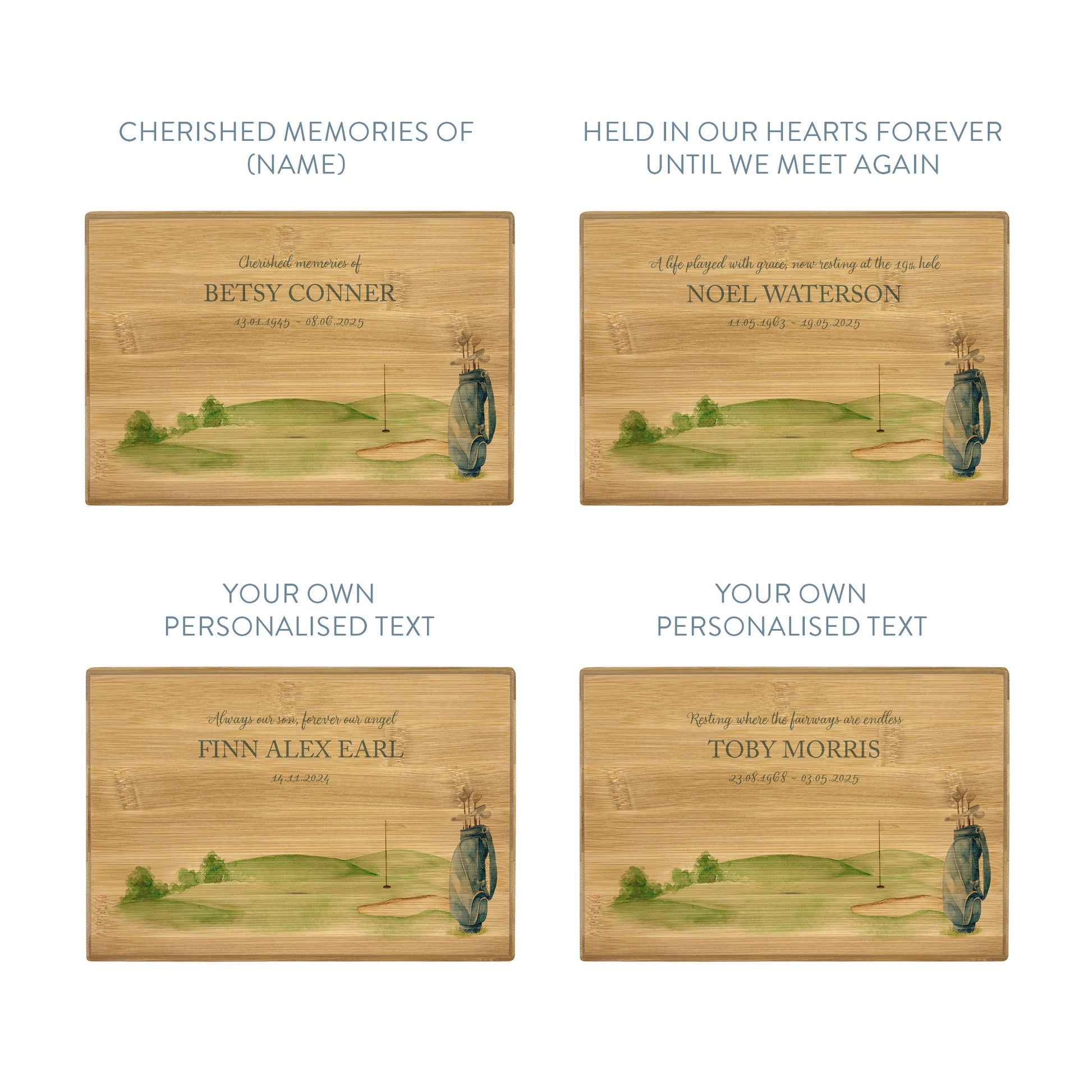 A beautifully crafted solid Bamboo wooden urn, personalised and finished with a soft watercolour design of a golf bag and green, Perfect for the golf  lover- Great for Dad, Grandad, Brother, Son, Uncle.  Thoughtfully made for either display or burial, this personalised urn can be customised to create a meaningful memorial. Perfect for holding ashes of a loved one or a beloved pet, it serves as a comforting tribute and keepsake.