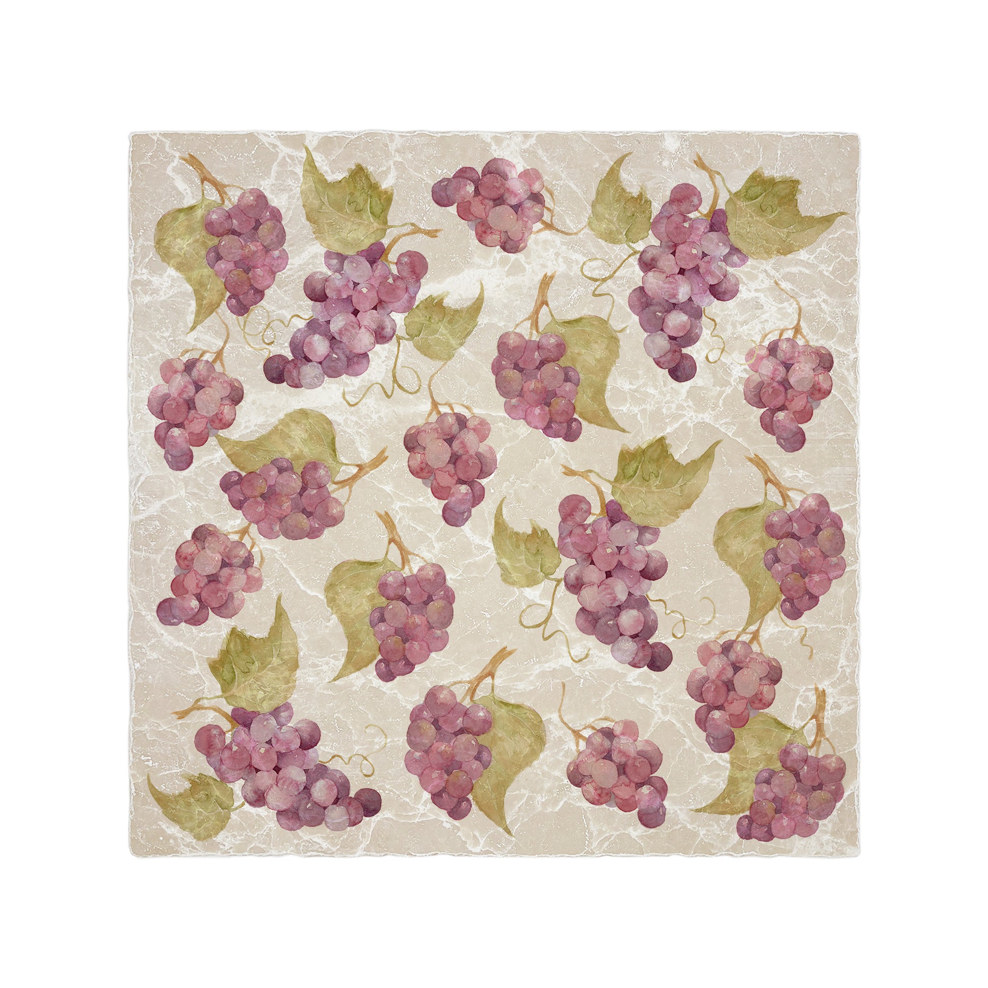 A large multipurpose marble platter with a watercolour grape vine pattern.