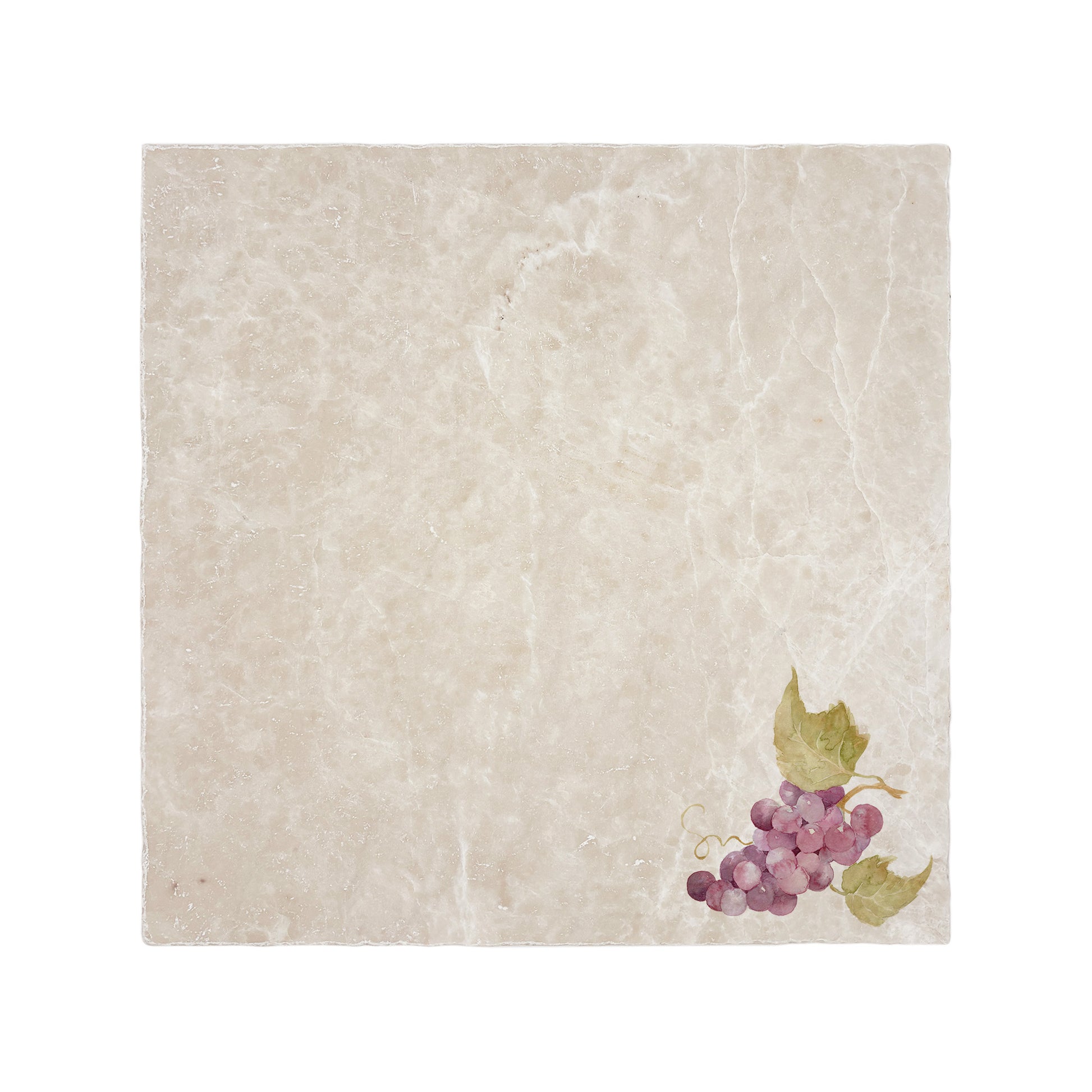 A large multipurpose marble platter with a minimalistic watercolour grape vine design.