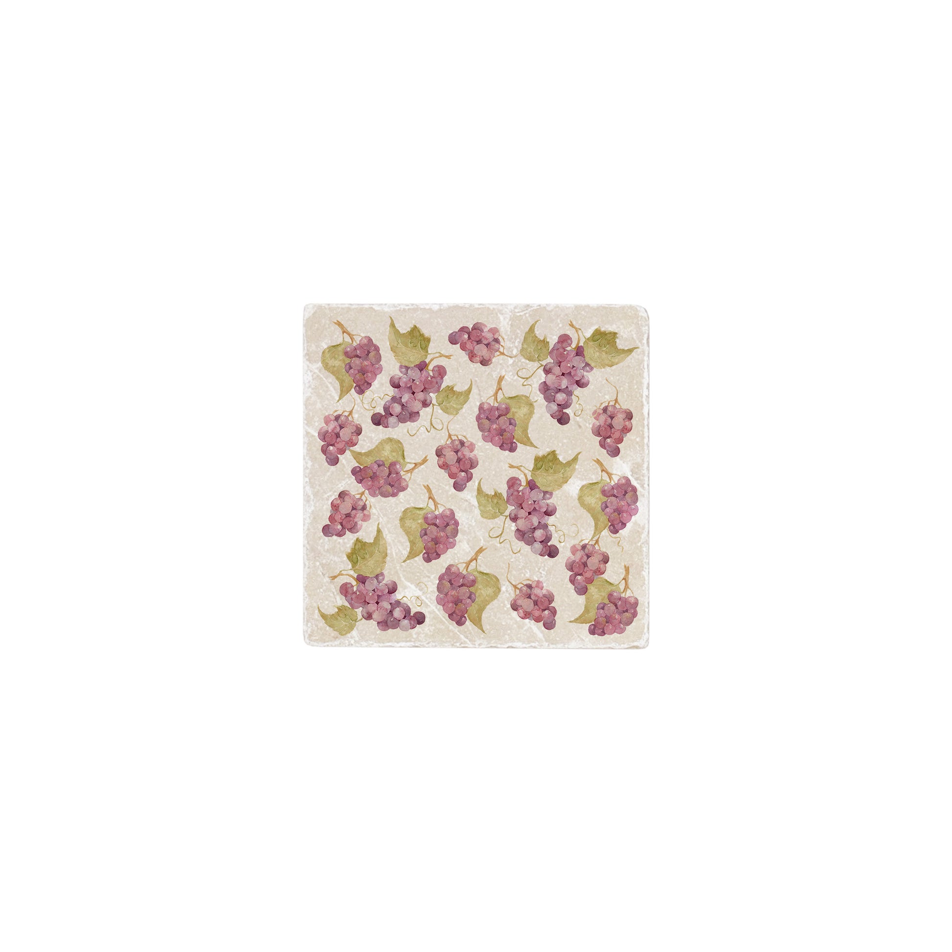 A square marble coaster featuring a watercolour fruit design that can be added to a mix and match set.