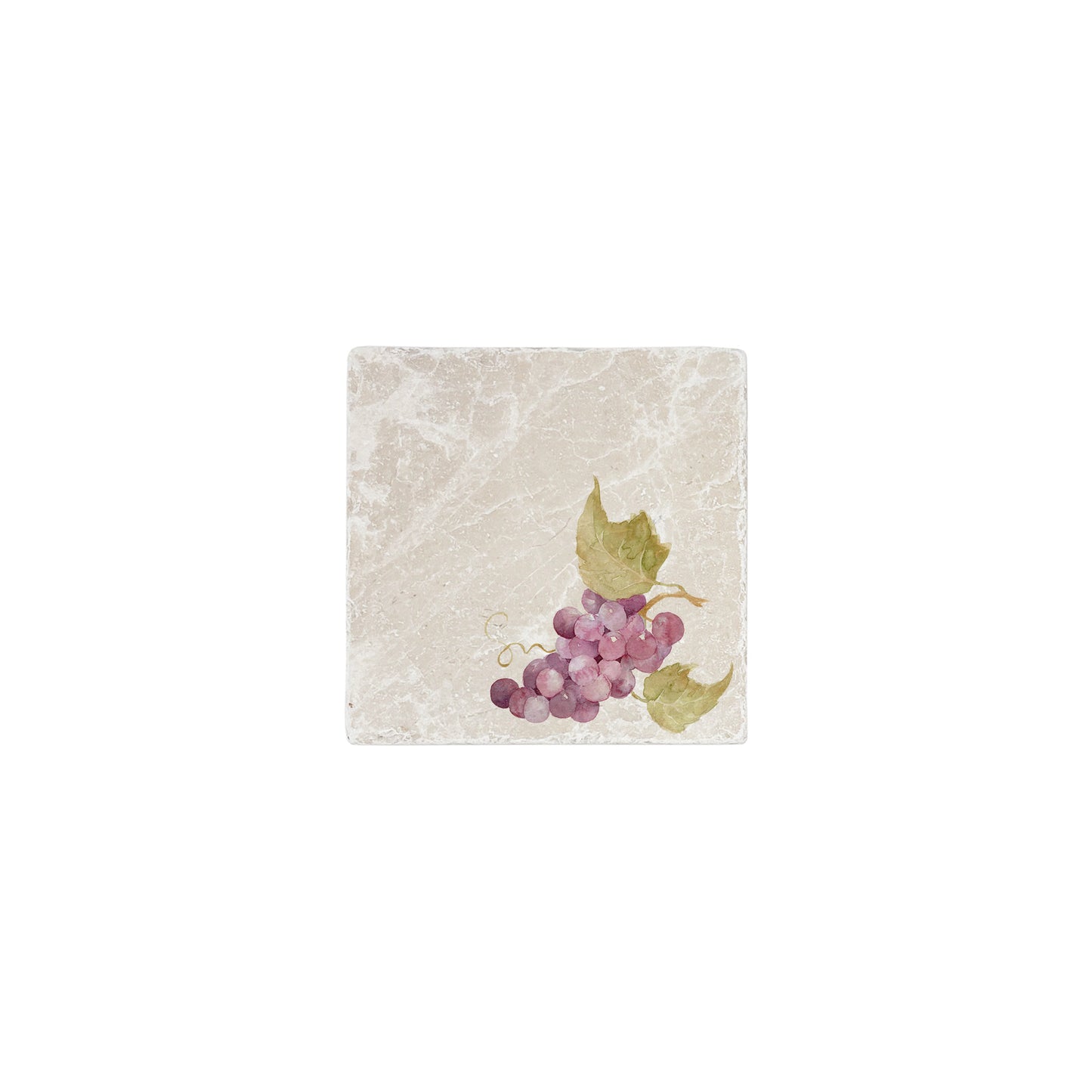 A square marble coaster featuring a watercolour fruit design that can be added to a mix and match set.