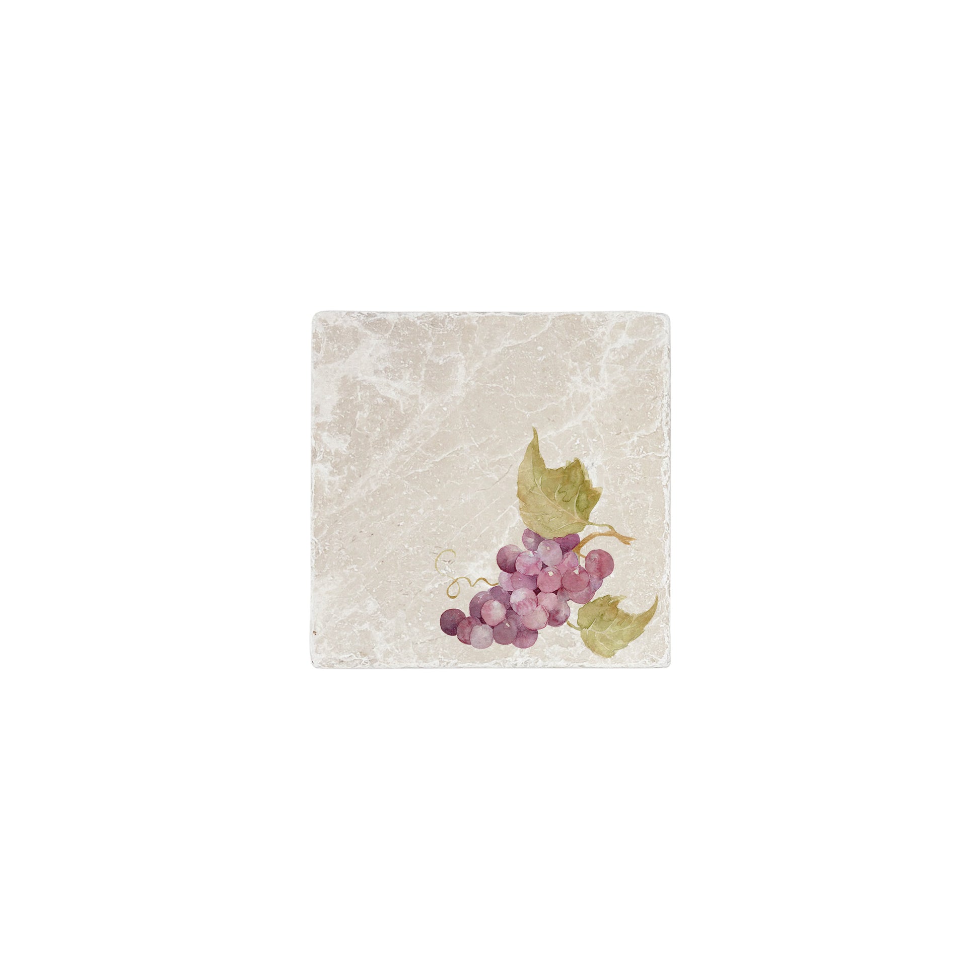 A square marble coaster featuring a watercolour fruit design that can be added to a mix and match set.