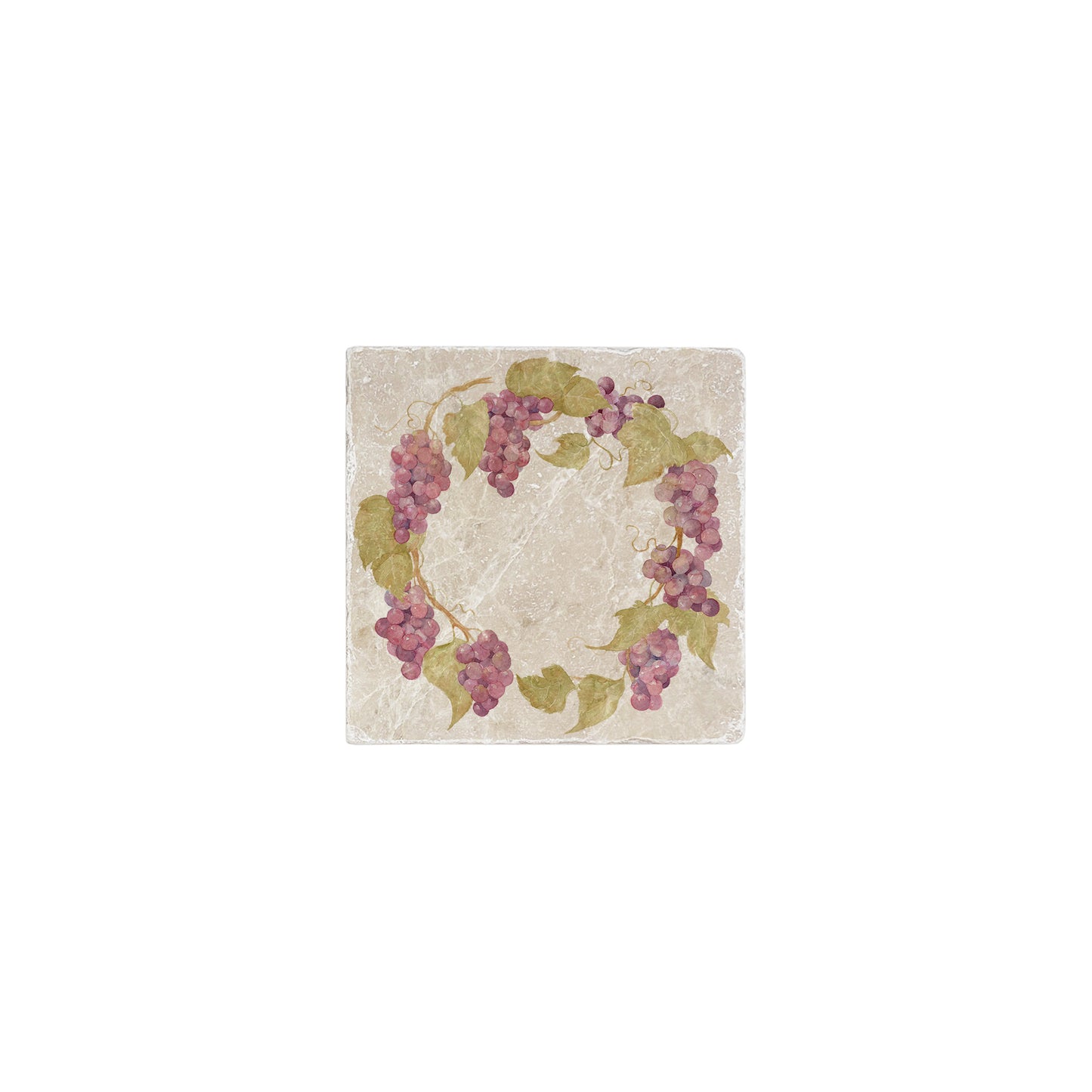 A square marble coaster featuring a watercolour fruit design that can be added to a mix and match set.