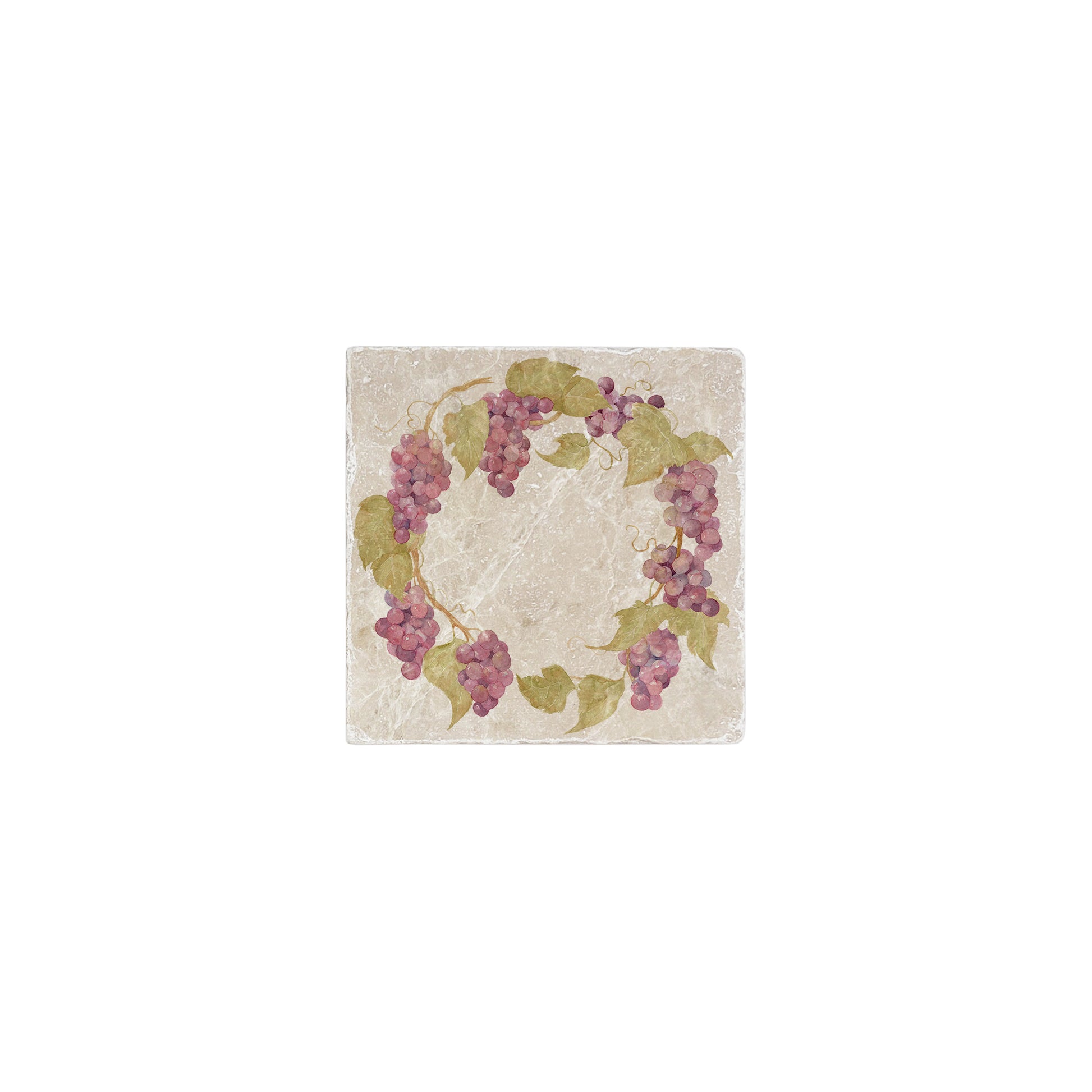 A square marble coaster featuring a watercolour fruit design that can be added to a mix and match set.