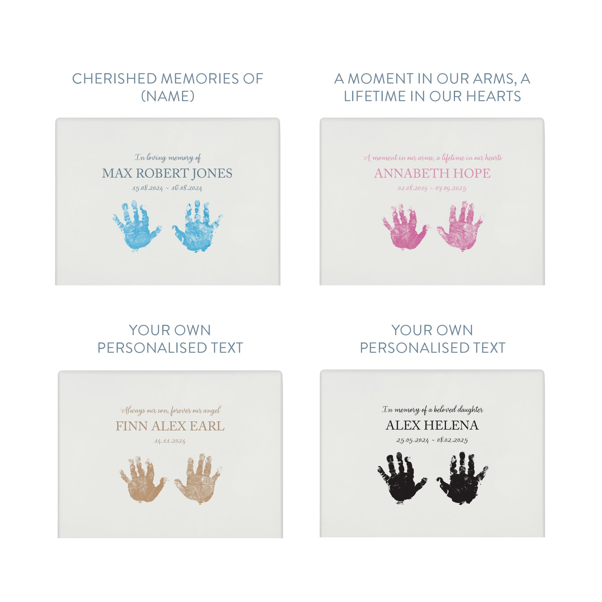 A beautifully crafted solid wooden urn, finished in white with a soft watercolour design of baby's handprints and footprints, Thoughtfully made for either display or burial, this personalised urn can be customised to create a meaningful memorial. Perfect for holding ashes of a loved one or a beloved pet, it serves as a comforting tribute and keepsake. Helping with baby loss