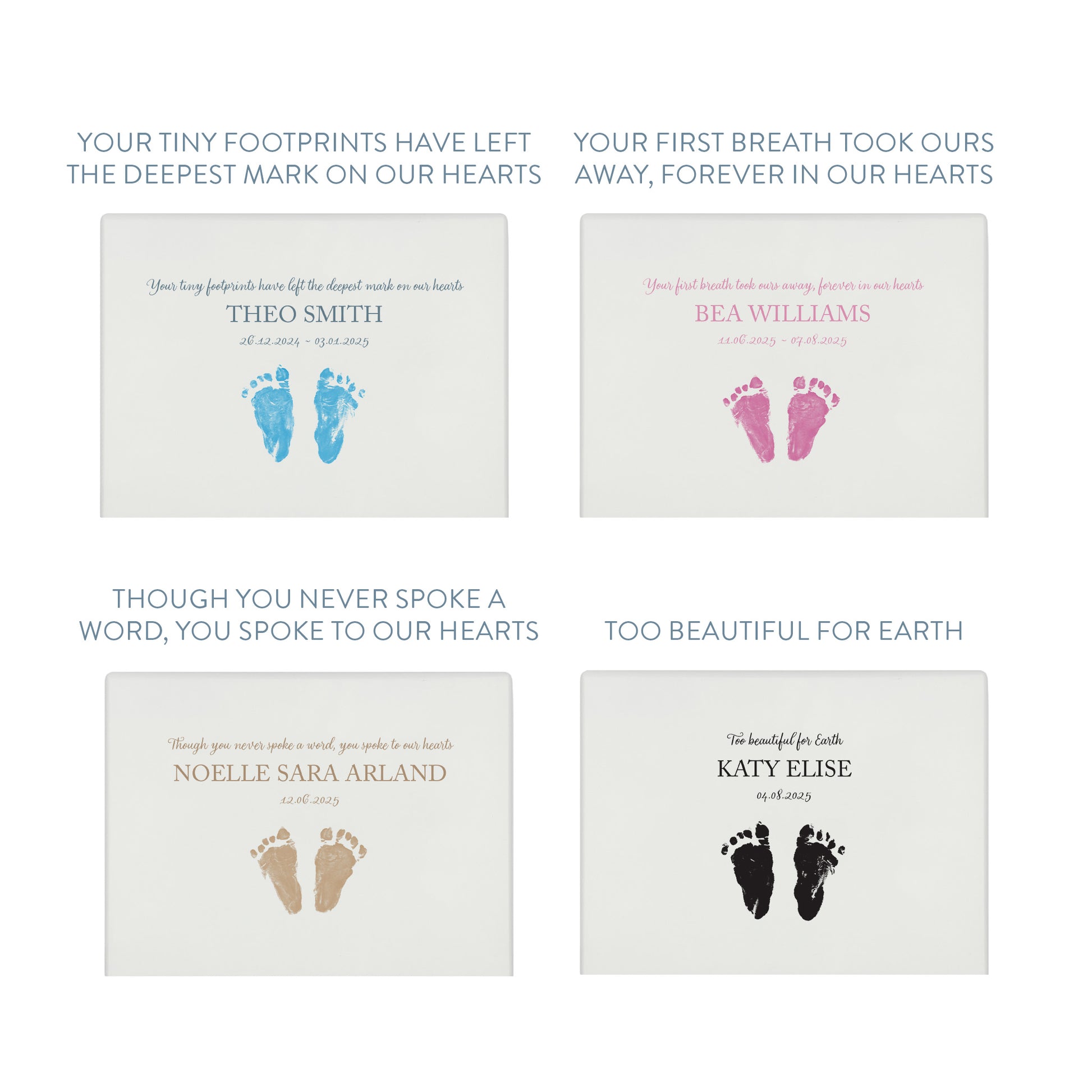 A beautifully crafted solid wooden urn, finished in white with a soft watercolour design of baby's handprints and footprints, Thoughtfully made for either display or burial, this personalised urn can be customised to create a meaningful memorial. Perfect for holding ashes of a loved one or a beloved pet, it serves as a comforting tribute and keepsake. Helping with baby loss