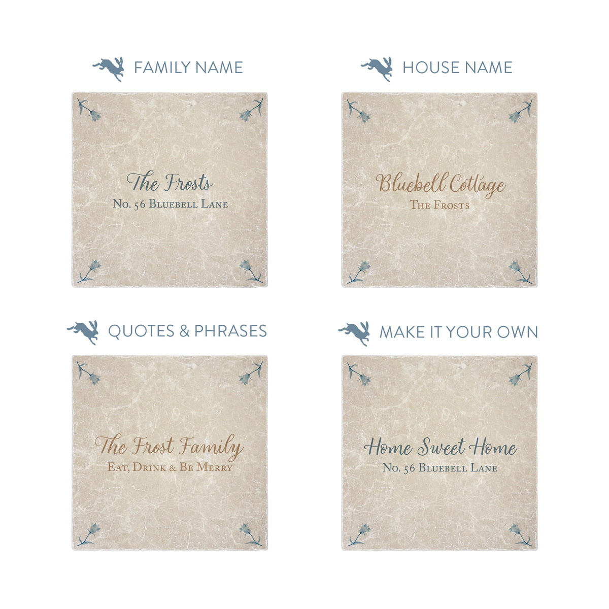 Harebell personalised Splashback tile make it your own with your own text.