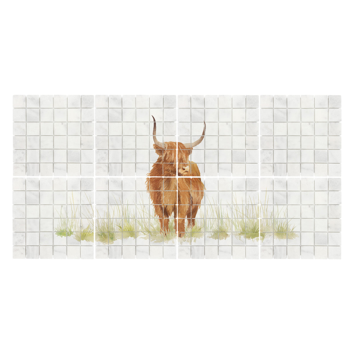Mosaic Highland Cow Designer Mural