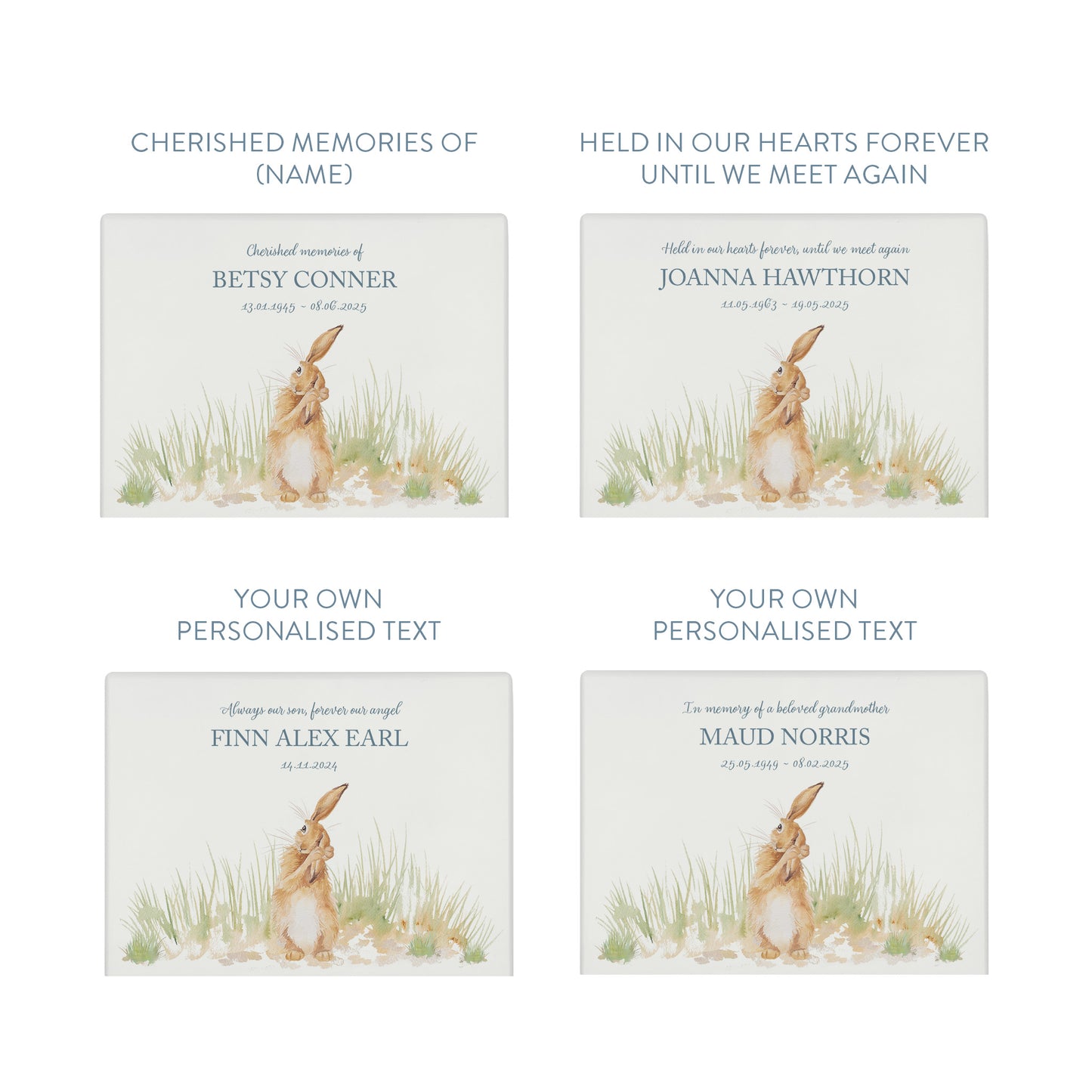 Luxury solid wooden white painted Hare watercolour illustration our urns and Caskets for displaying or burying ashes. Customisable and can be personalised. Perfect funeral memory keepsake urn, for storing ashes for humans and pets