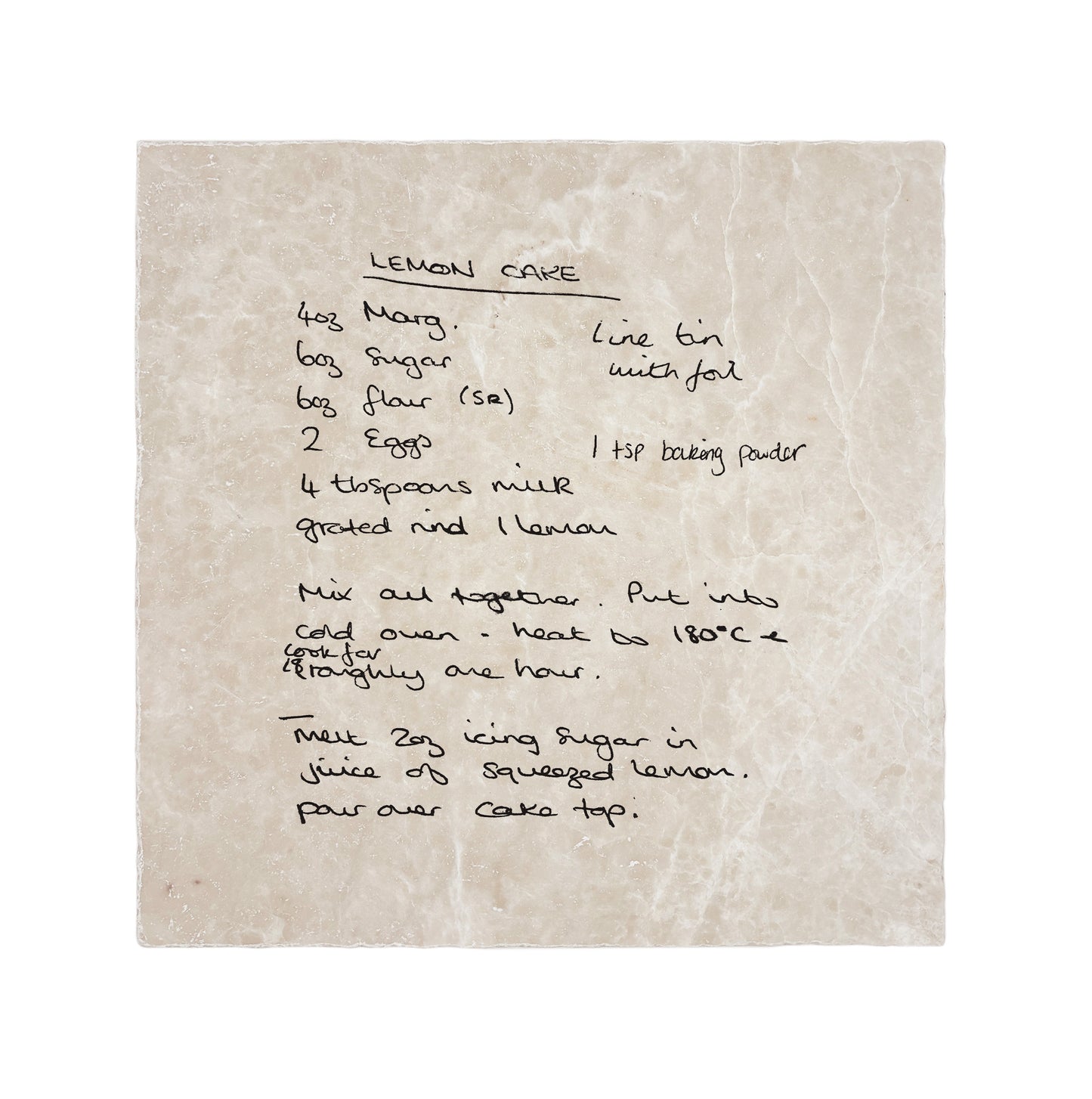 A personalised large marble platter with handwritten family recipe – the perfect keepsake gift for family.