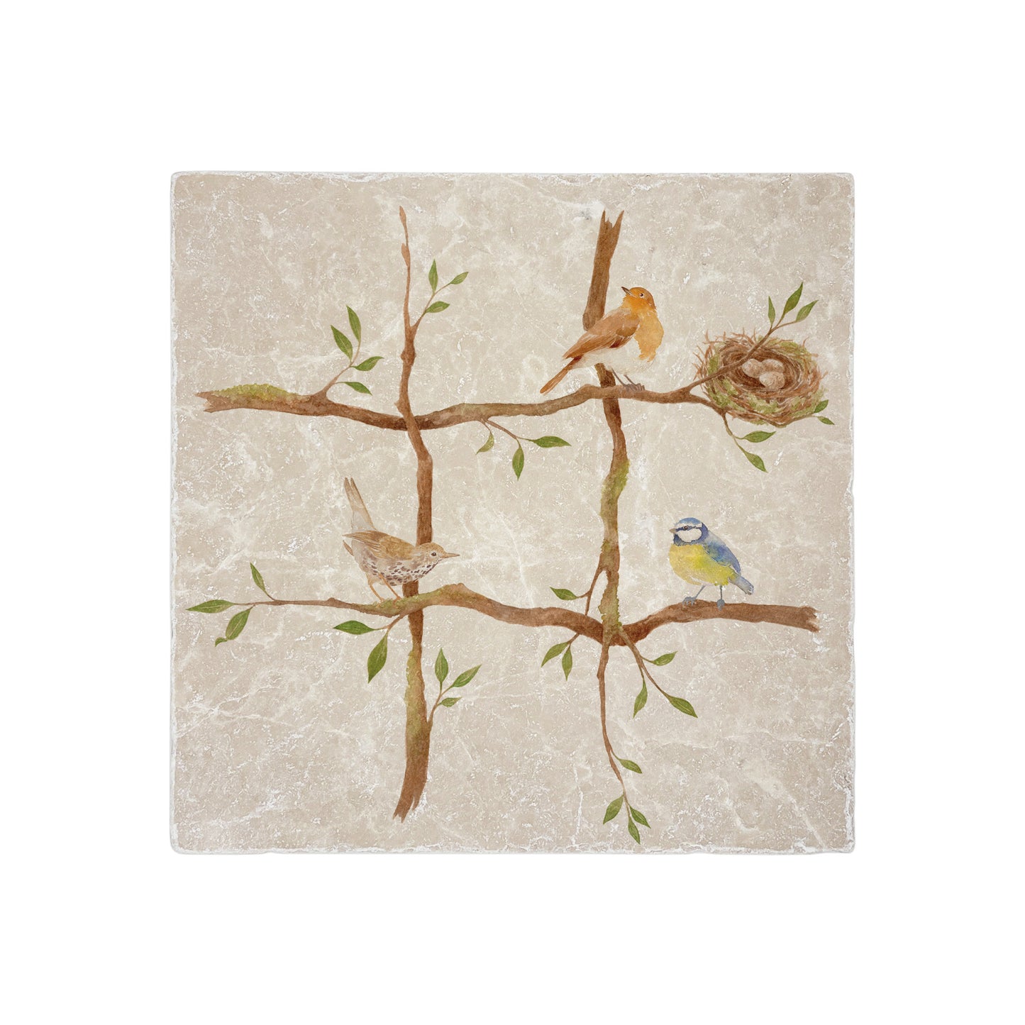 Handcrafted noughts and crosses game made from natural marble, designed to bring a touch of timeless charm to the home. Each piece is lovingly made by hand, A tactile marble noughts and crosses game featuring some of your favourite Garden Birds. lovingly handmade from natural stone — perfect for play, gifting, or simply enjoying as a timeless piece of home decor.
