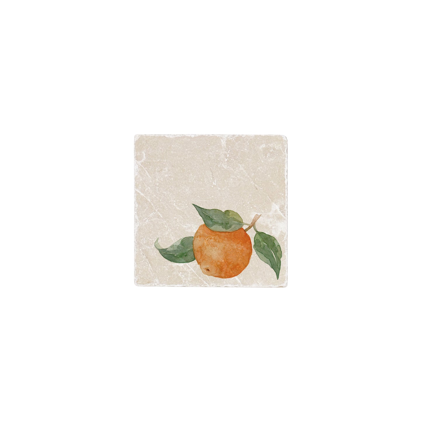 A square marble coaster featuring a watercolour fruit design that can be added to a mix and match set.