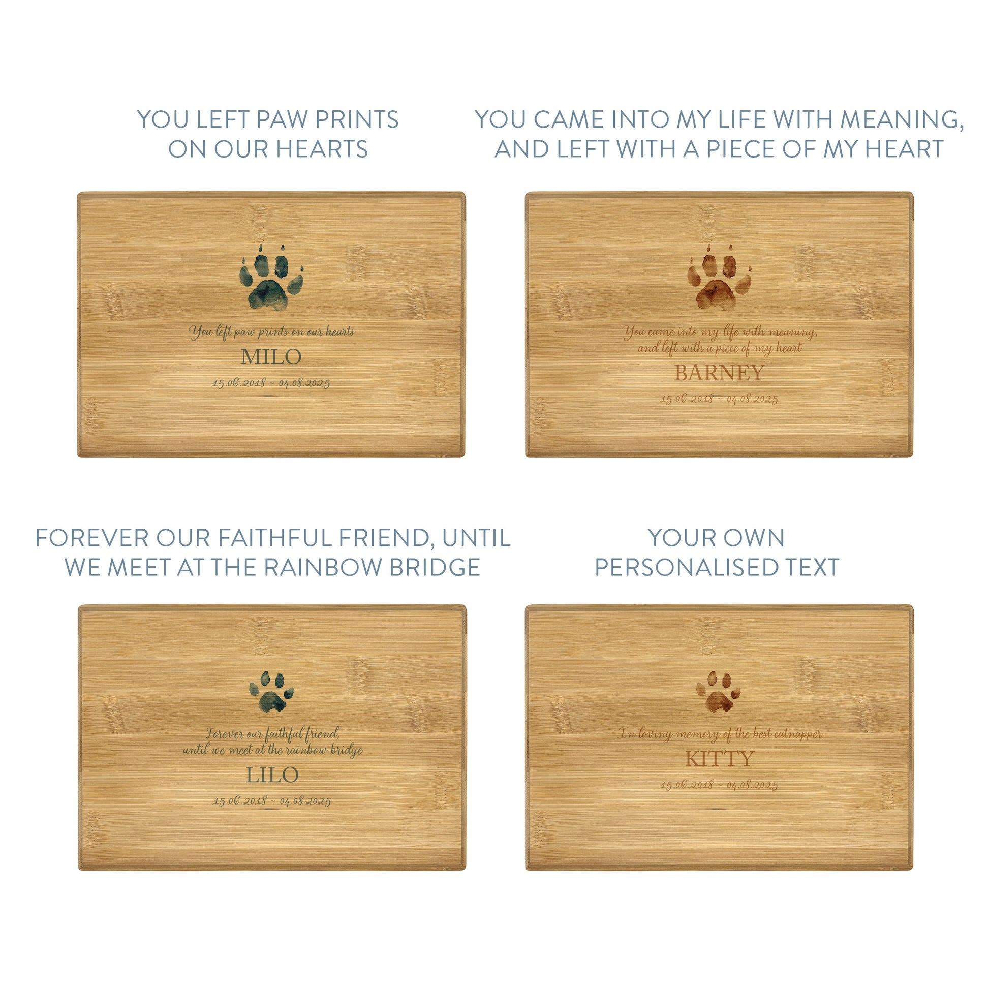 A beautifully crafted solid Bamboo wooden urn, personalised and finished with a soft watercolour design to commemorate your beloved pet that has passed away. Decorative urn that can be personalised to keep your pets ashes in.