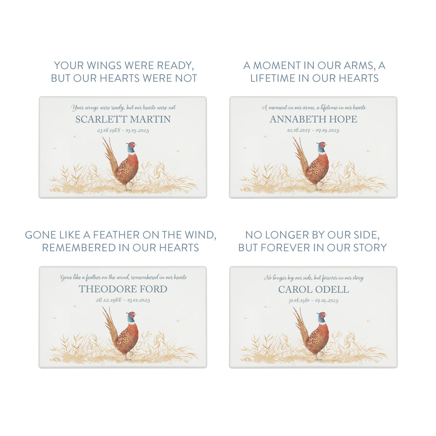 Luxury solid wooden white painted Urn with a solo Pheasant in a field , a watercolour illustration, our urns and Caskets for displaying or burying ashes. Customisable and can be personalised. Perfect funeral memory keepsake urn, for storing ashes for humans and pets.