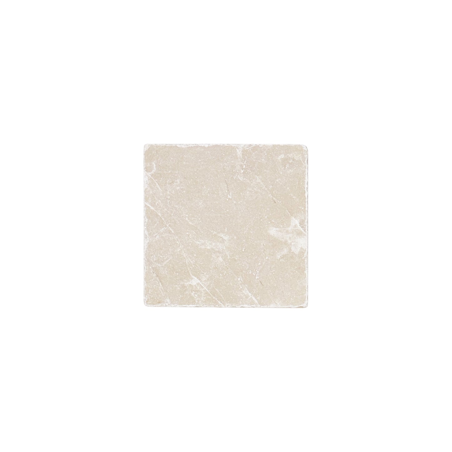 A small square cream marble tile 10 x 10cm.