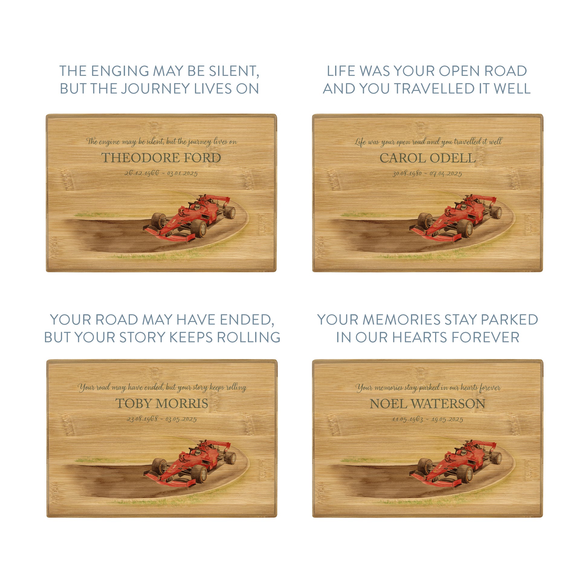 A beautifully crafted solid Bamboo wooden urn, personalised and finished with a soft watercolour design of a race car on a track, for the person who loved cars and all things racing. Great for Dad, Grandad, Brother, Son, Uncle.  Thoughtfully made for either display or burial, this personalised urn can be customised to create a meaningful memorial. Perfect for holding ashes of a loved one or a beloved pet, it serves as a comforting tribute and keepsake.