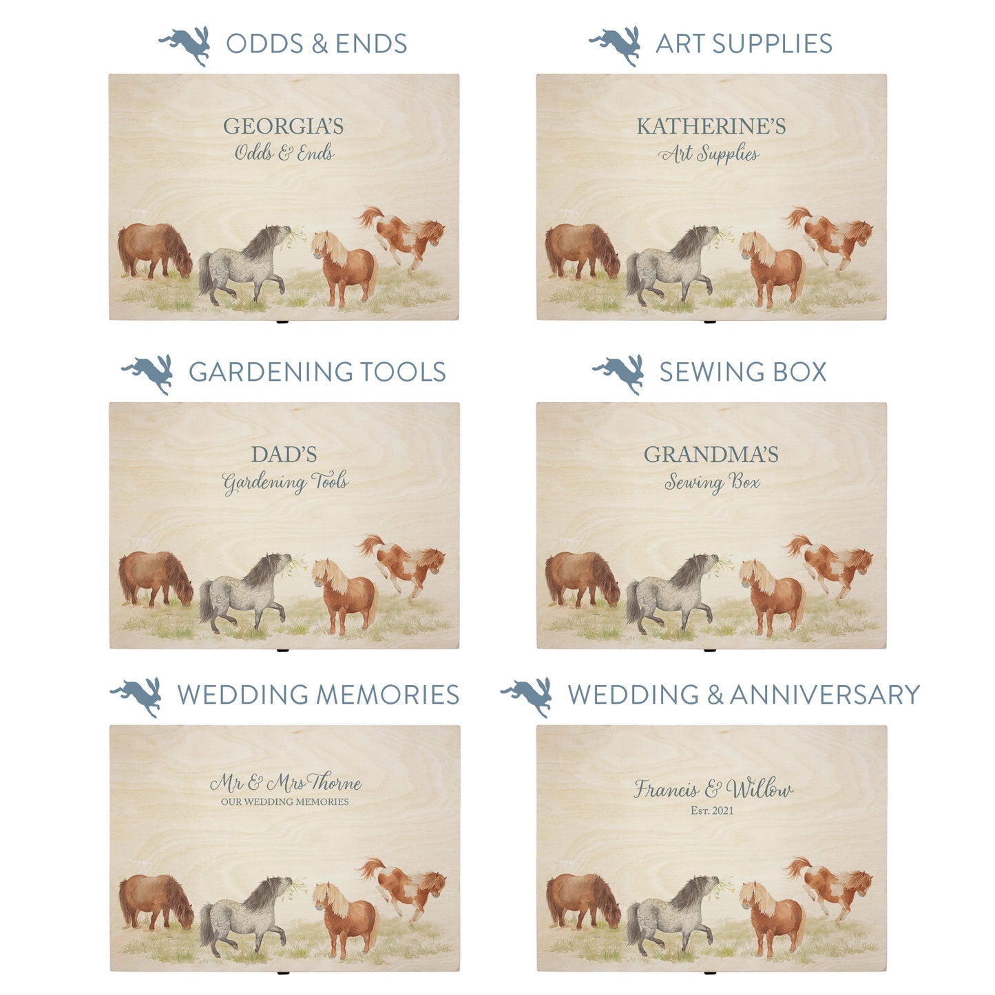 This shows our beautiful medium wooden gift box with the various personalisation options you can choose to offer a truly customised present for a loved one. Couples names, memory boxes, keepsakes, photo storage, key boxes the uses are endless.