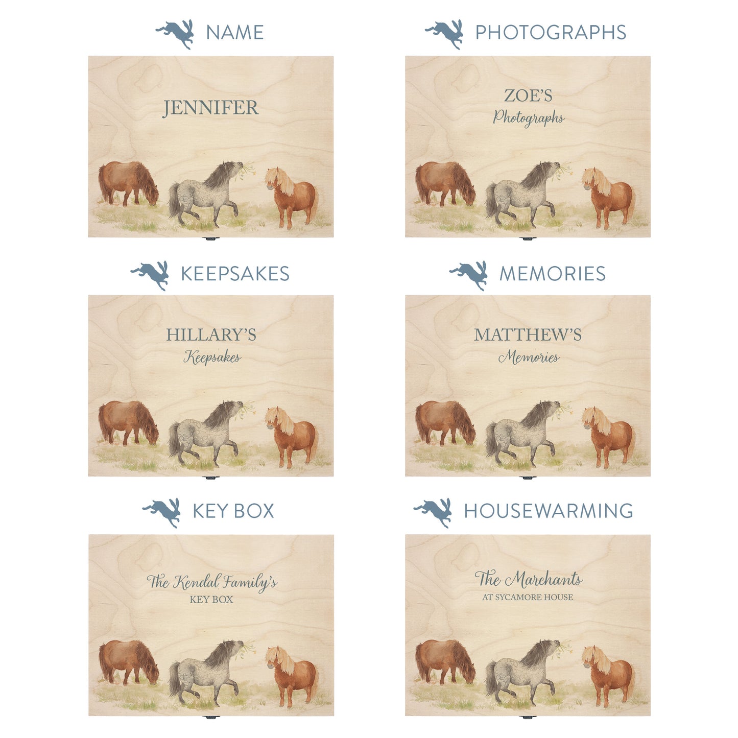 This shows our beautiful medium wooden gift box with the various personalisation options you can choose to offer a truly customised present for a loved one. Couples names, memory boxes, keepsakes, photo storage, key boxes the uses are endless.