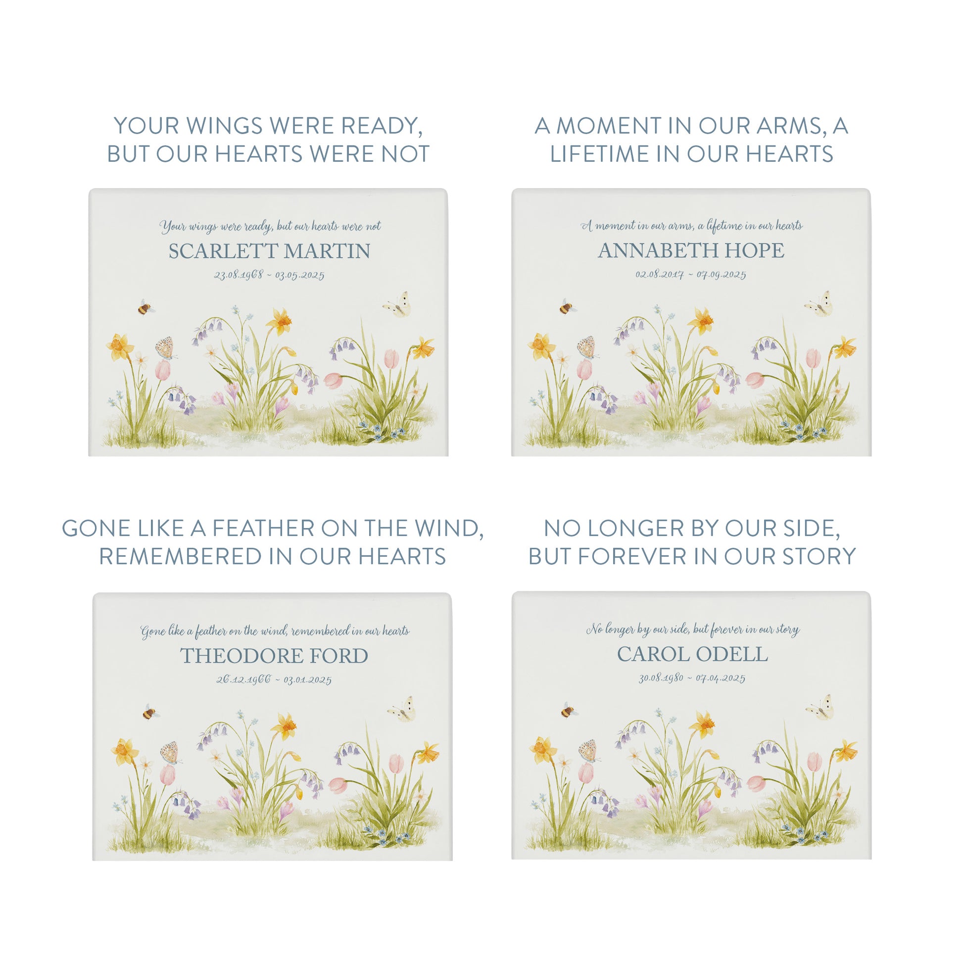 A beautifully crafted solid wooden urn, finished in white with a soft watercolour design with Spring flowers, Bees and Butterflies,. Thoughtfully made for either display or burial, this personalised urn can be customised to create a meaningful memorial. Perfect for holding ashes of a loved one or a beloved pet, it serves as a comforting tribute and keepsake.