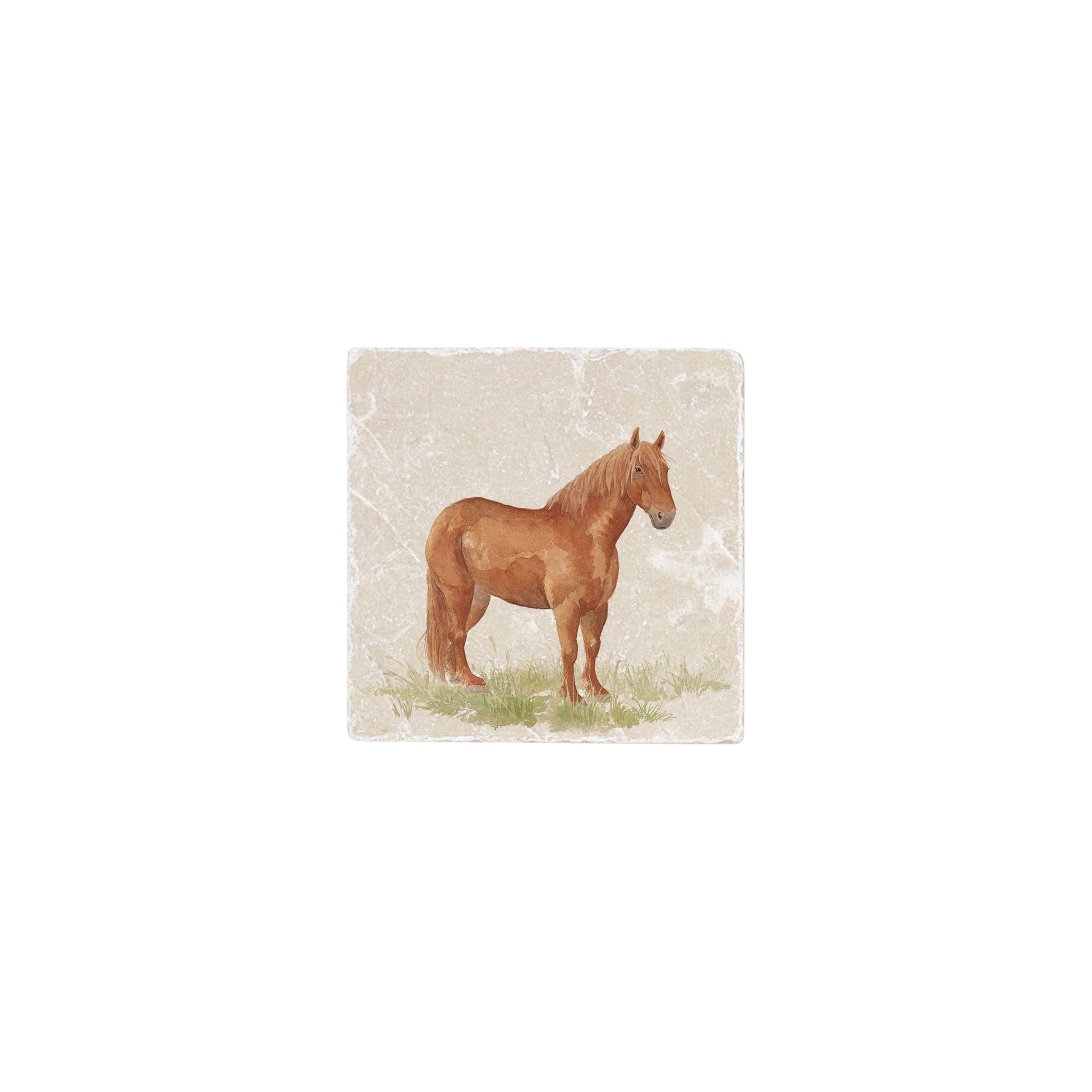A square marble coaster featuring a watercolour countryside animal design that can be added to a mix and match set.
