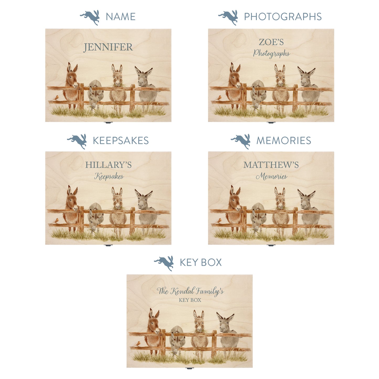 This shows our beautiful Medium wooden gift box with the various personalisation options you can choose to offer a truly customised present for a loved one. Couples names, memory boxes, keepsakes, photo storage, key boxes the uses are endless.