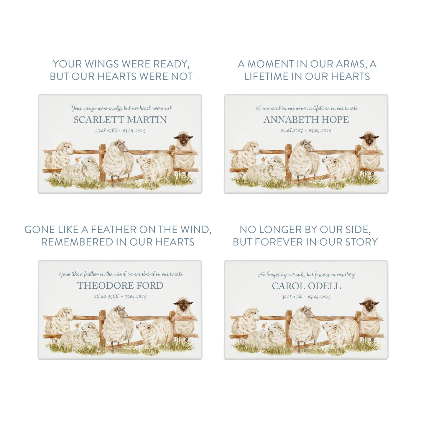 Memorial Sheep Rectangular White Wooden Urn