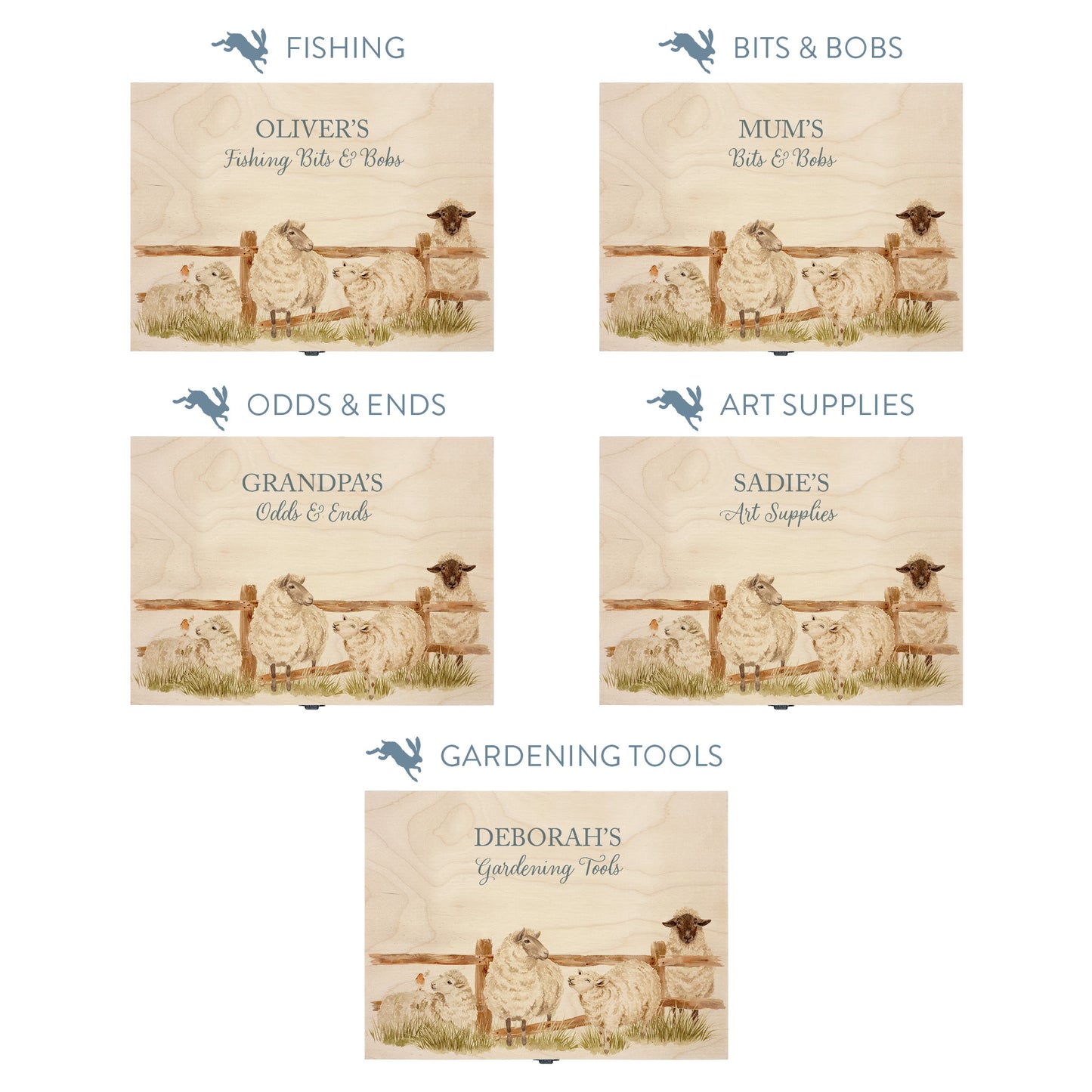 This shows our beautiful Medium wooden gift box with the various personalisation options you can choose to offer a truly customised present for a loved one. Couples names, memory boxes, keepsakes, photo storage, key boxes the uses are endless.