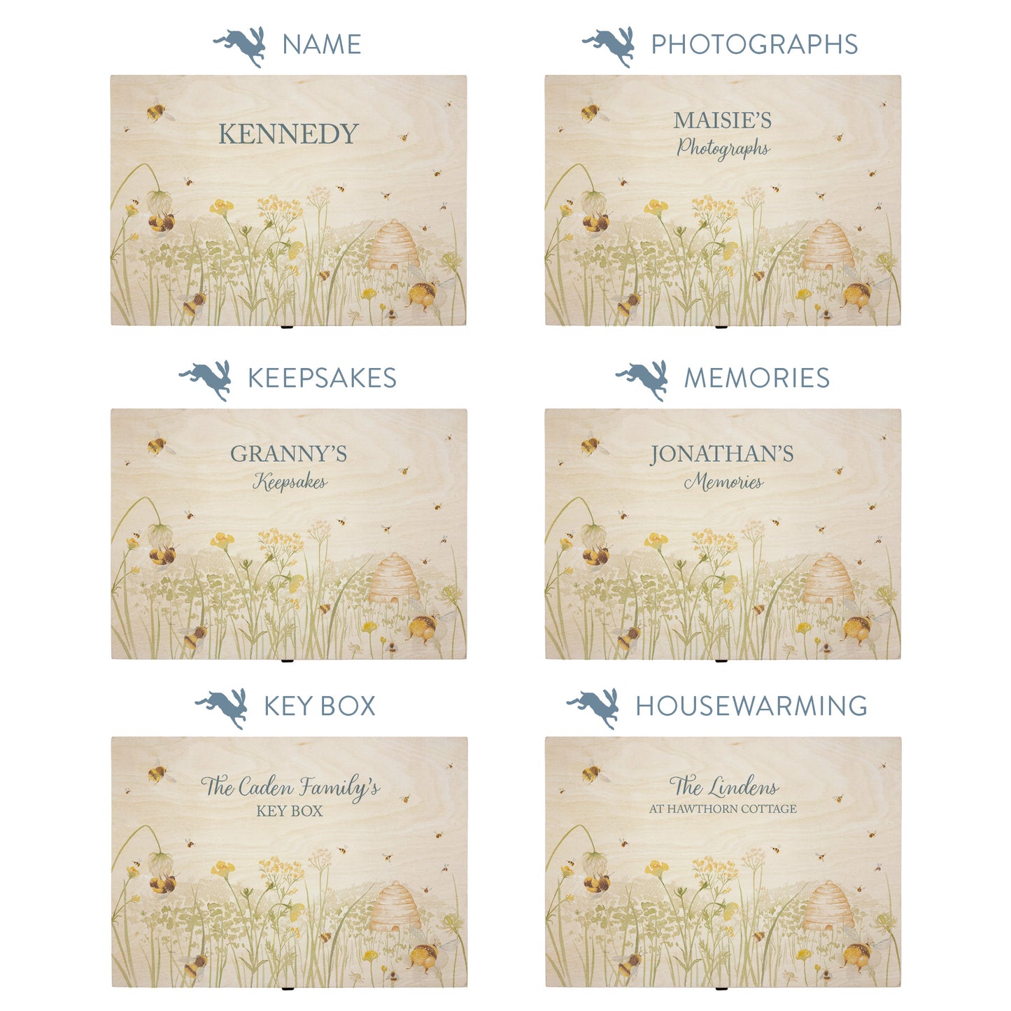 This shows our beautiful Large wooden gift box with the various personalisation options you can choose to offer a truly customised present for a loved one. Couples names, memory boxes, keepsakes, photo storage, key boxes the uses are endless.
