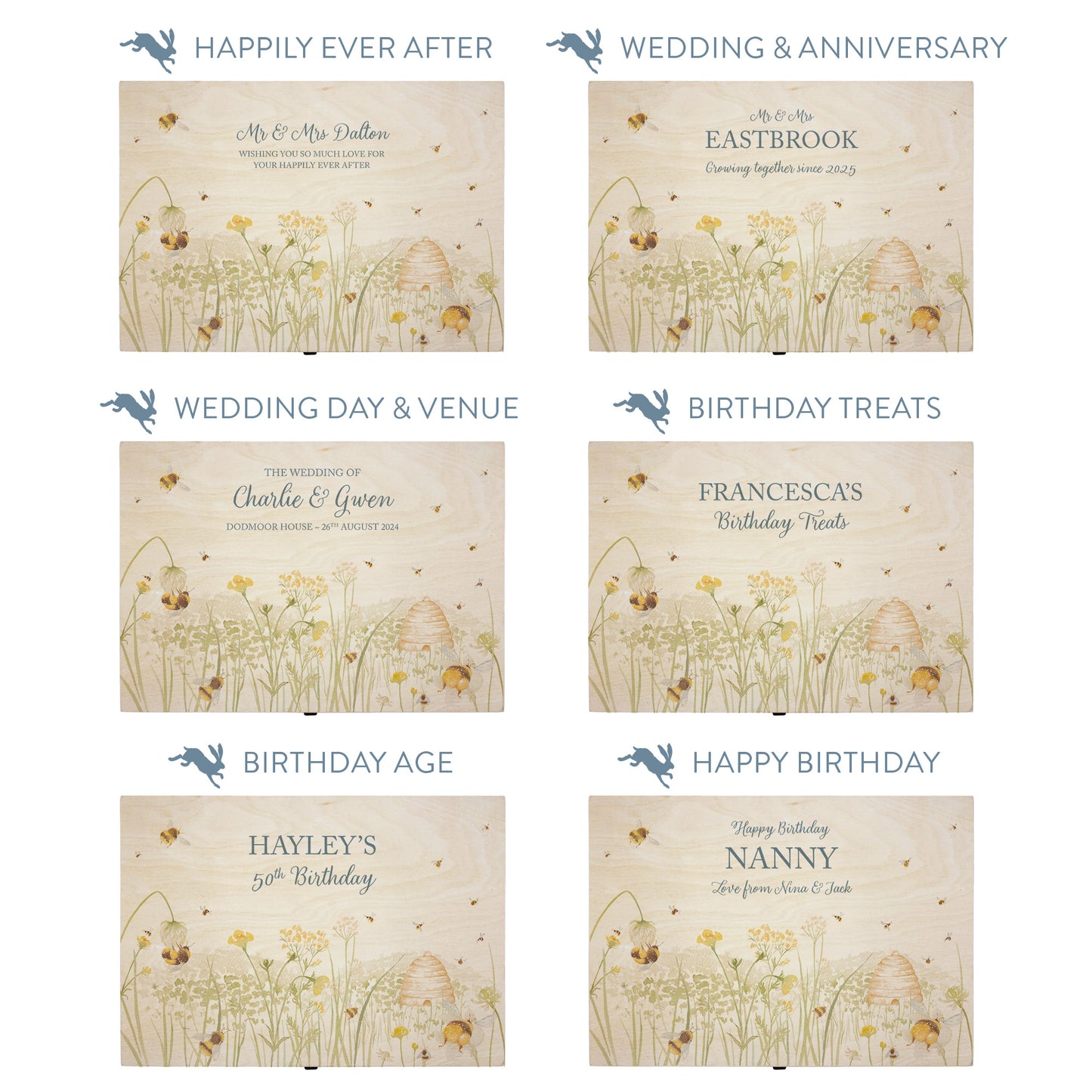 This shows our beautiful Large wooden gift box with the various personalisation options you can choose to offer a truly customised present for a loved one. Couples names, memory boxes, keepsakes, photo storage, key boxes the uses are endless.