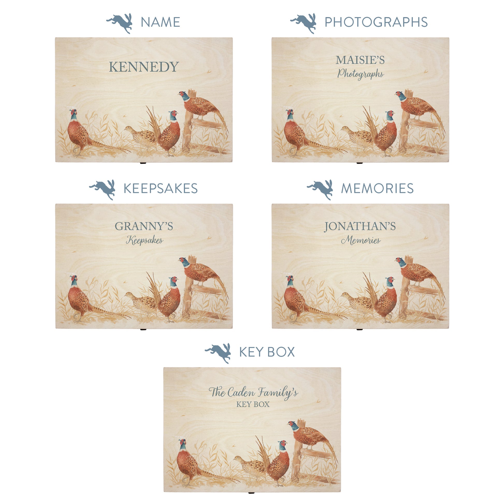 This shows our beautiful Large wooden  gift box with the various personalisation options you can choose to offer a truly customised present for a loved one. Couples names, memory boxes, keepsakes, photo storage, key boxes the uses are endless.