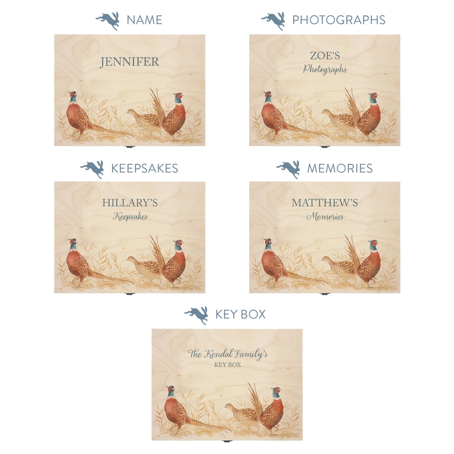 This shows our beautiful Medium wooden gift box with the various personalisation options you can choose to offer a truly customised present for a loved one. Couples names, memory boxes, keepsakes, photo storage, key boxes the uses are endless.