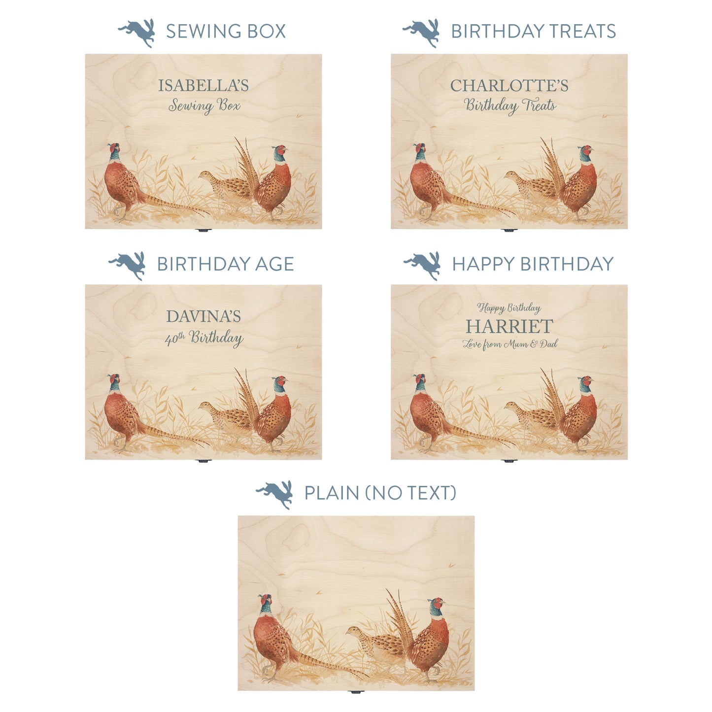 This shows our beautiful Medium wooden gift box with the various personalisation options you can choose to offer a truly customised present for a loved one. Couples names, memory boxes, keepsakes, photo storage, key boxes the uses are endless.