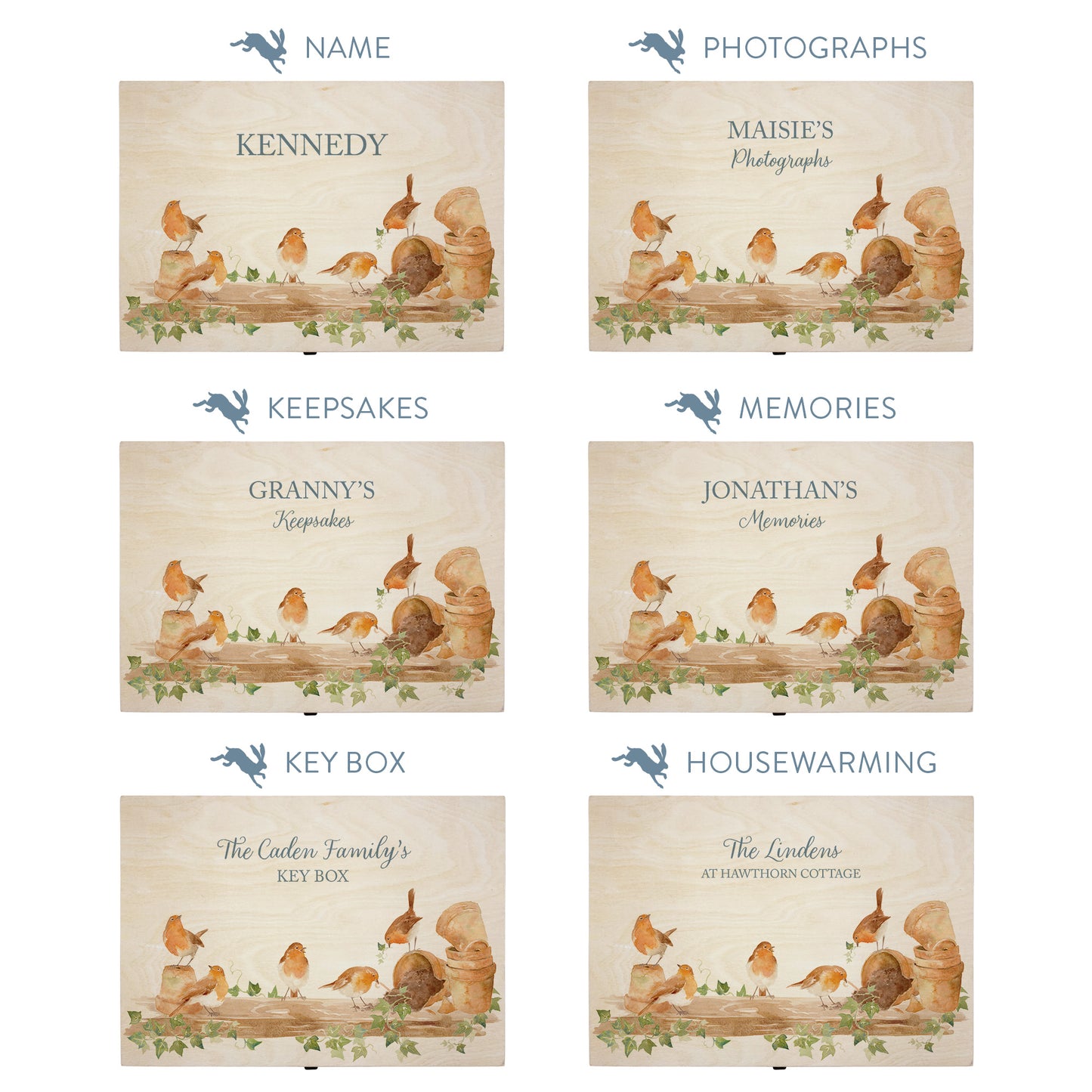 This shows our beautiful Large wooden gift box with the various personalisation options you can choose to offer a truly customised present for a loved one. Couples names, memory boxes, keepsakes, photo storage, key boxes the uses are endless.