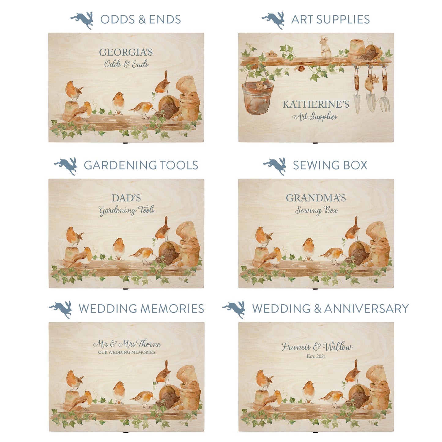 This shows our beautiful Large wooden gift box with the various personalisation options you can choose to offer a truly customised present for a loved one. Couples names, memory boxes, keepsakes, photo storage, key boxes the uses are endless.