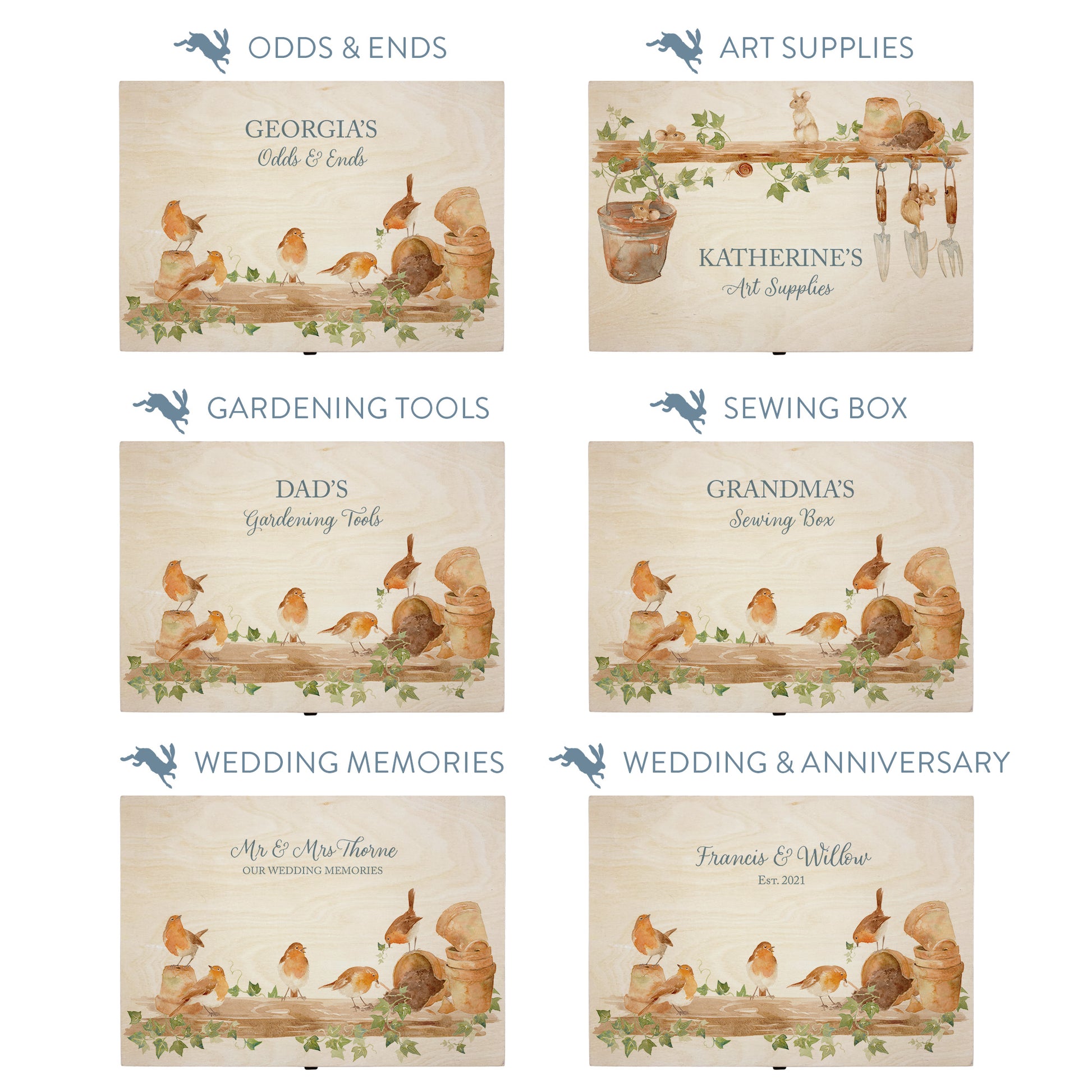 This shows our beautiful Large wooden  gift box with the various personalisation options you can choose to offer a truly customised present for a loved one. Couples names, memory boxes, keepsakes, photo storage, key boxes the uses are endless.