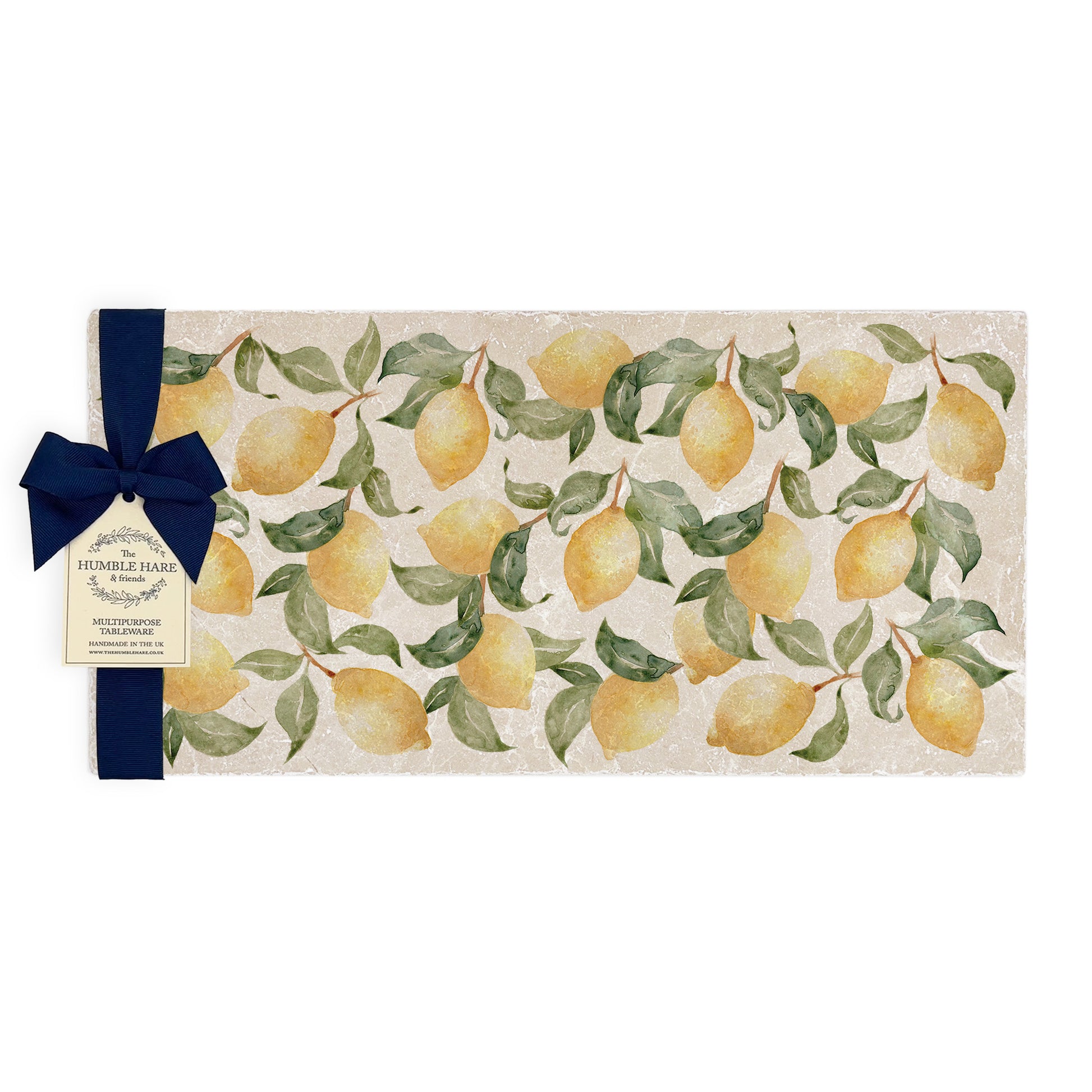 A Sharing marble board which is multipurpose watercolour lemon design, perfect summer Mediterranean/ Italian vibe.